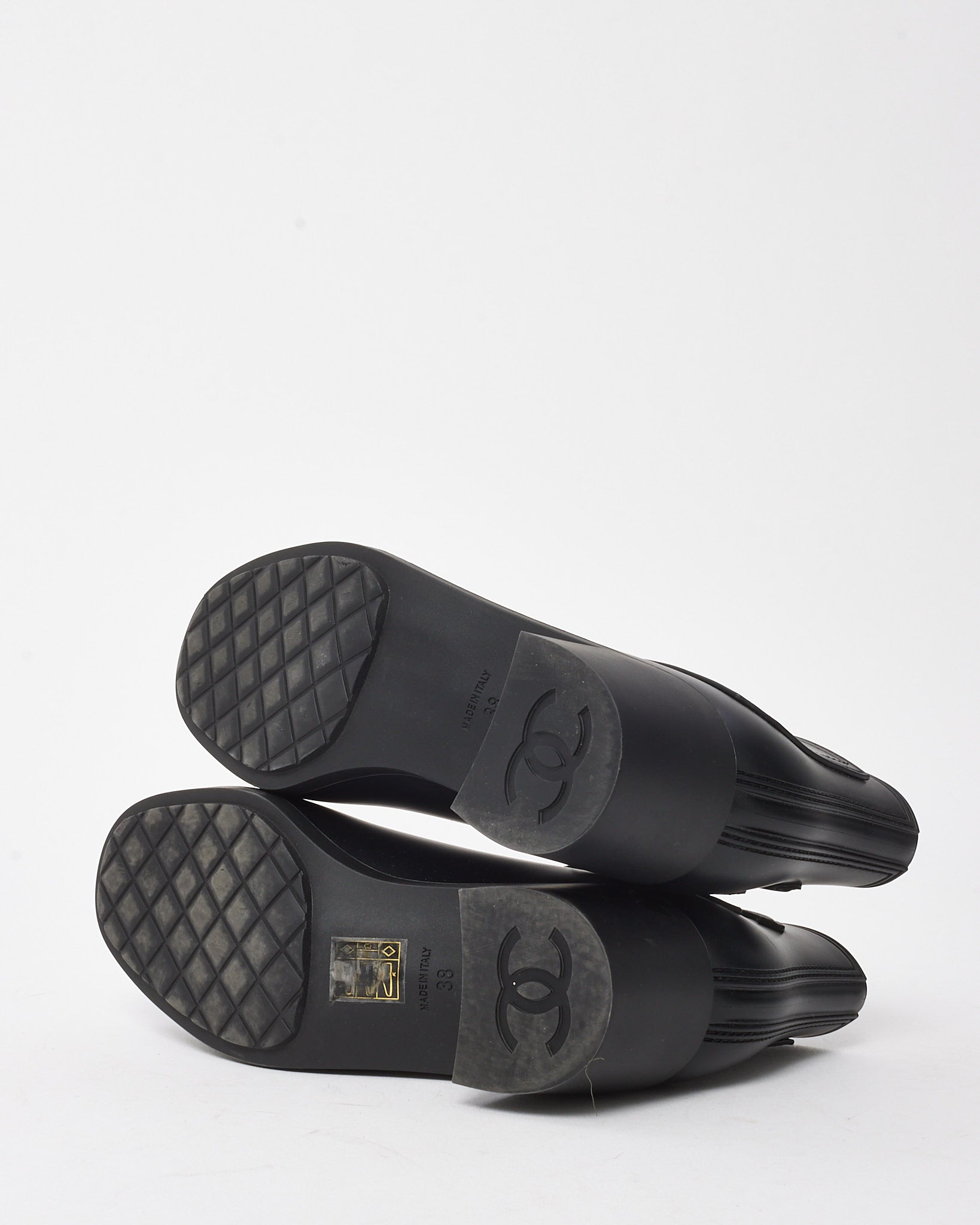 Buy Chanel Black PVC Rubber CC Logo Ankle Booties - 38