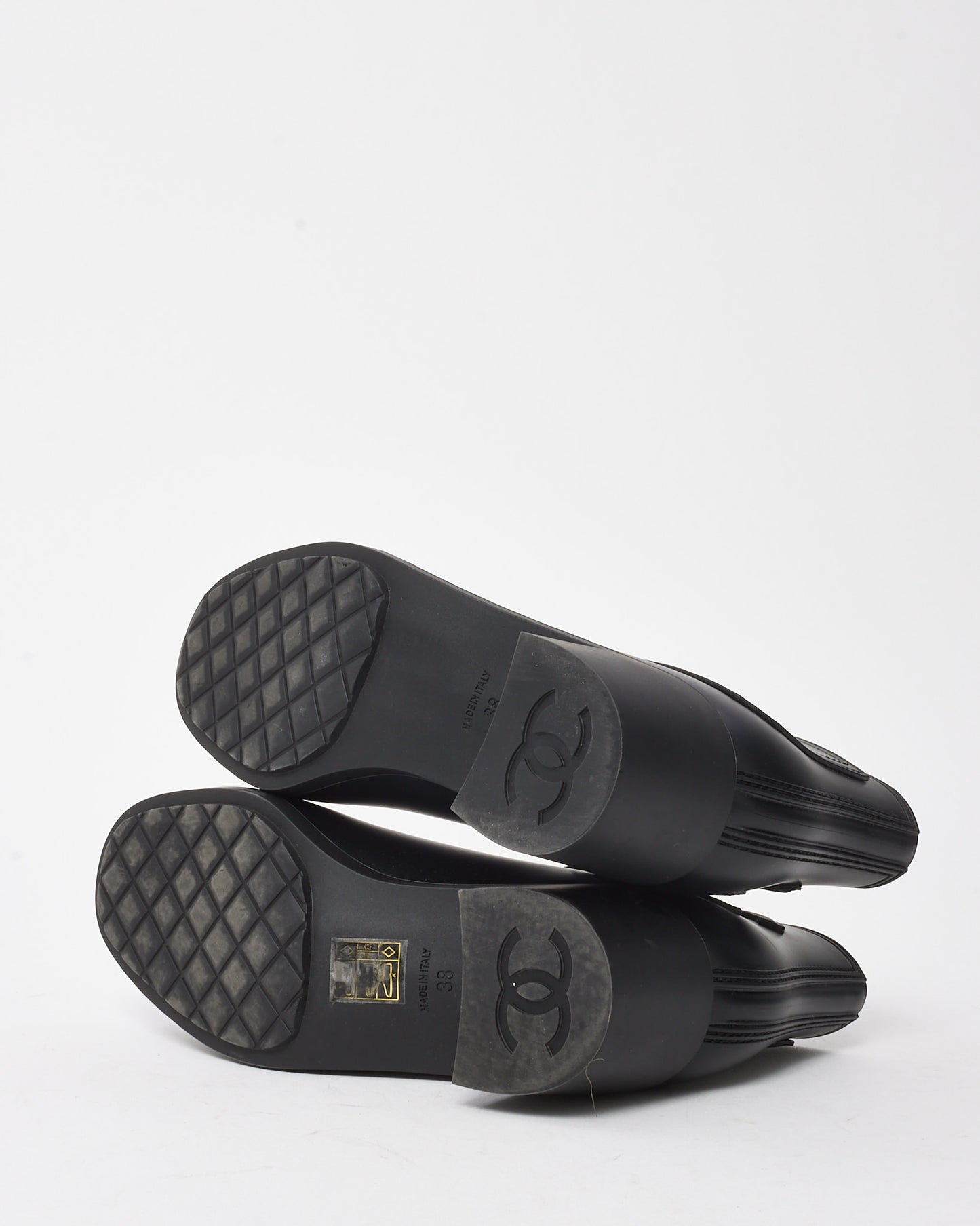 Chanel Black PVC Rubber CC Logo Ankle Booties - 38