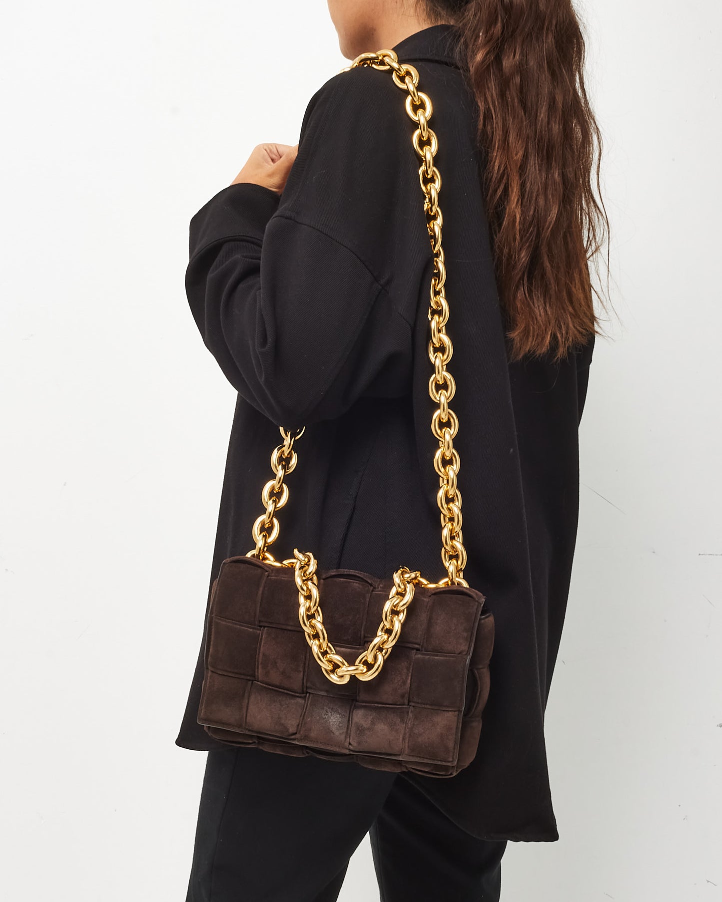Bottega Veneta Brown Suede The Chain Cassette Shoulder Bag