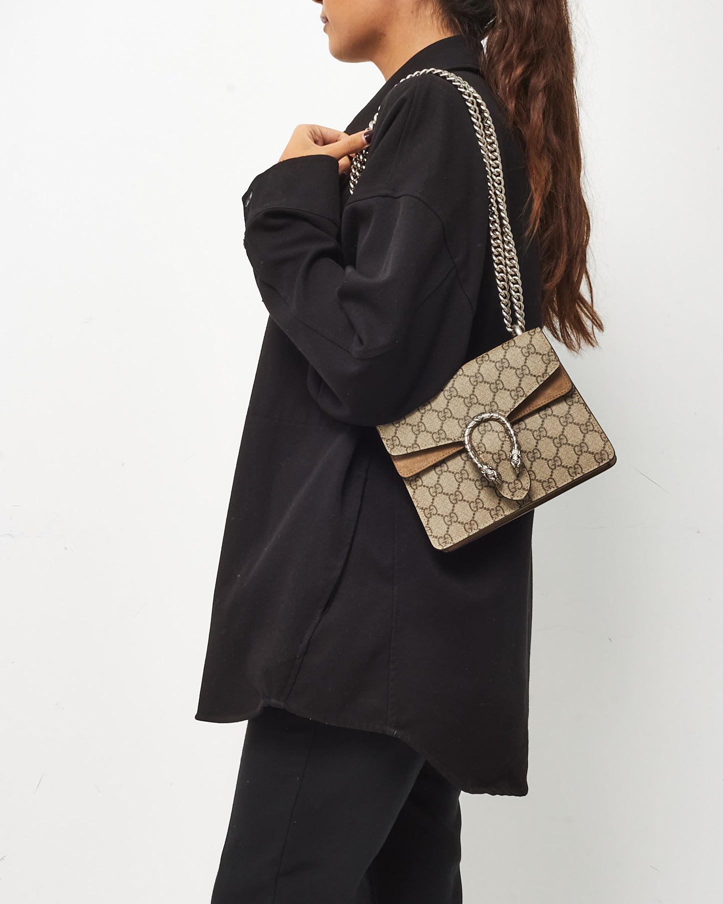 Gucci Beige and Ebony Monogram GG Supreme Canvas Mini Square Dionysus Shoulder Bag