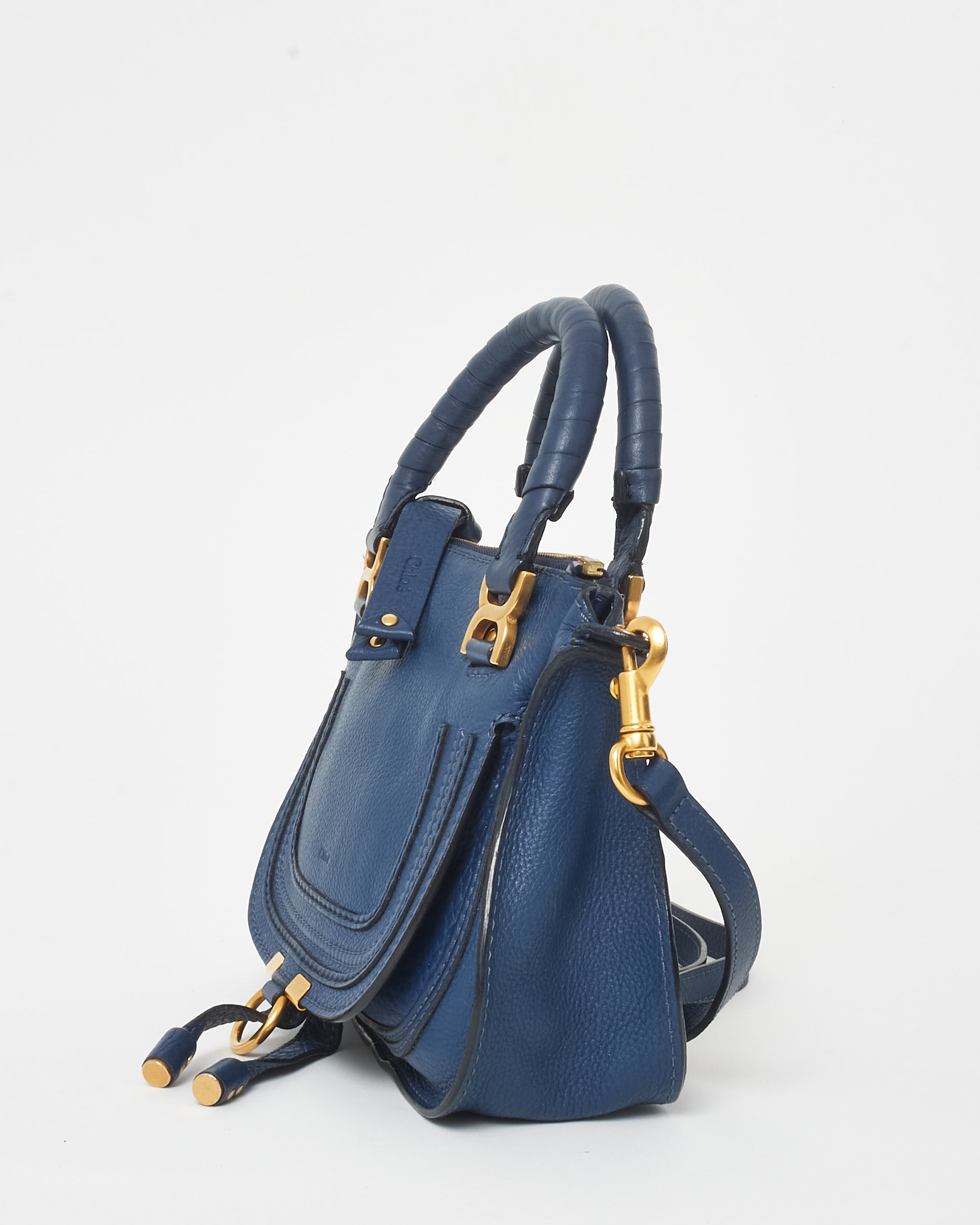 Buy Chloé Navy Leather Mini Marcie Bag W/ Strap Buy Chloé Navy Leather Mini Marcie Bag W/ Strap