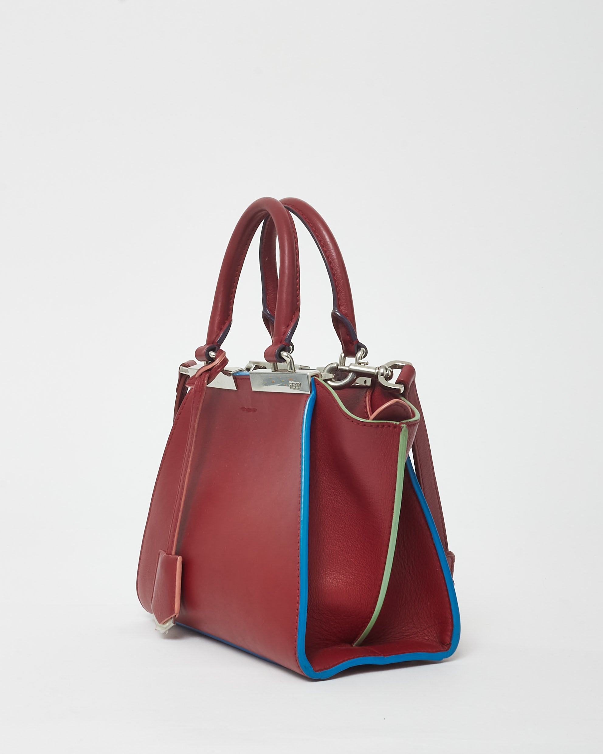 Buy Fendi Dark Red W/ Turquoise Trim Mini 3Jours Bag
