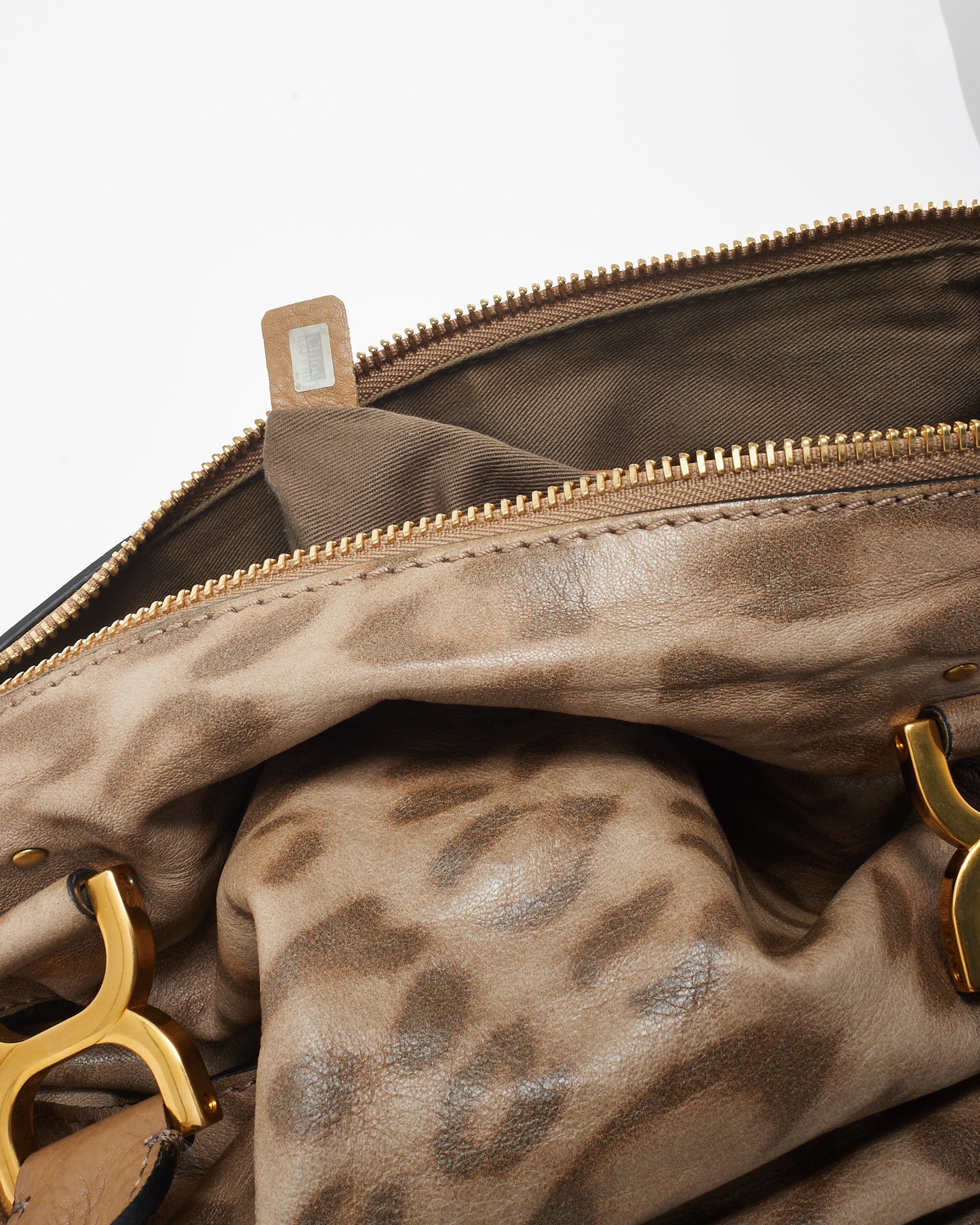 Chloé Brown & Beige Leopard Print Leather Marcie Bag
