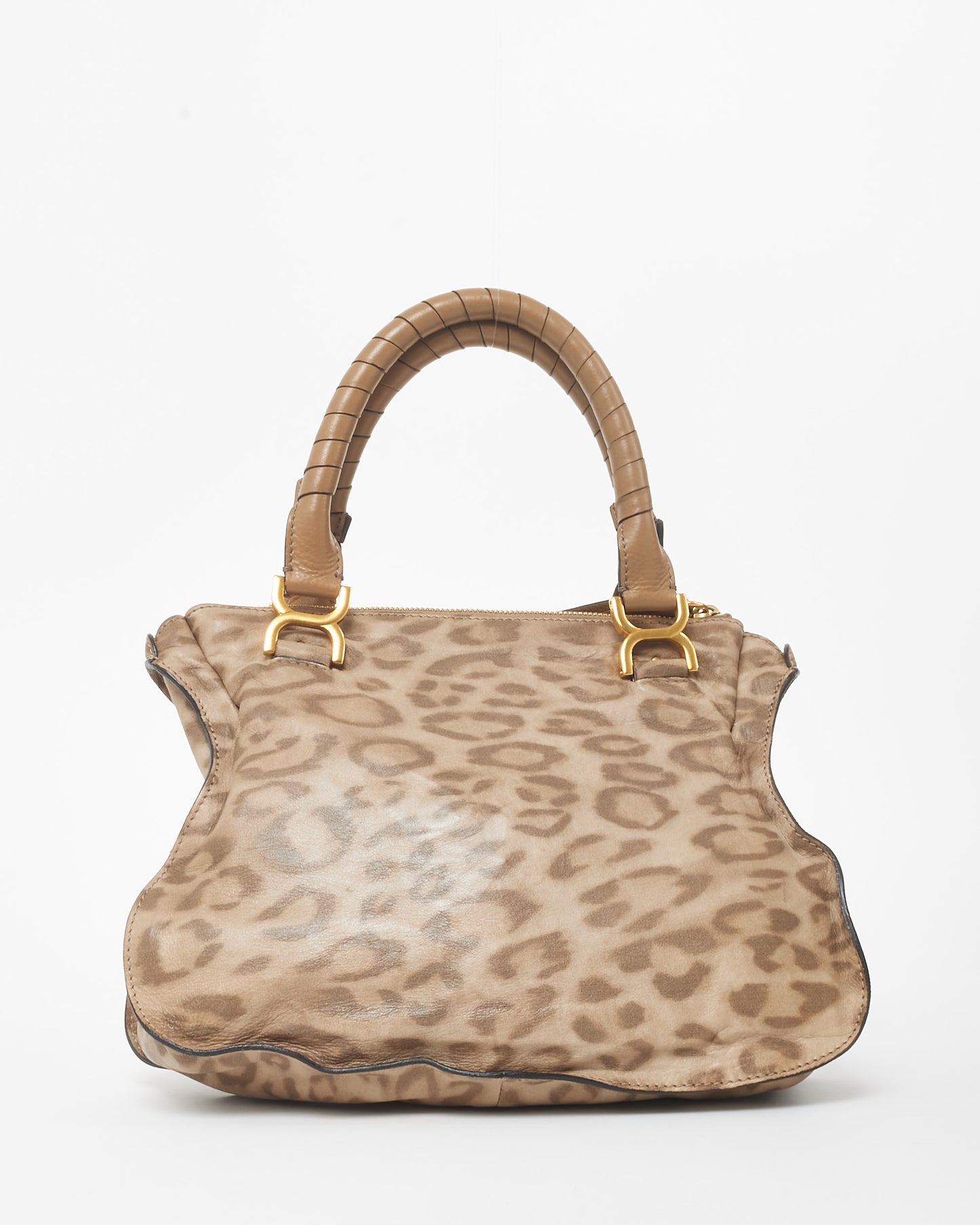 Chloé Brown & Beige Leopard Print Leather Marcie Bag