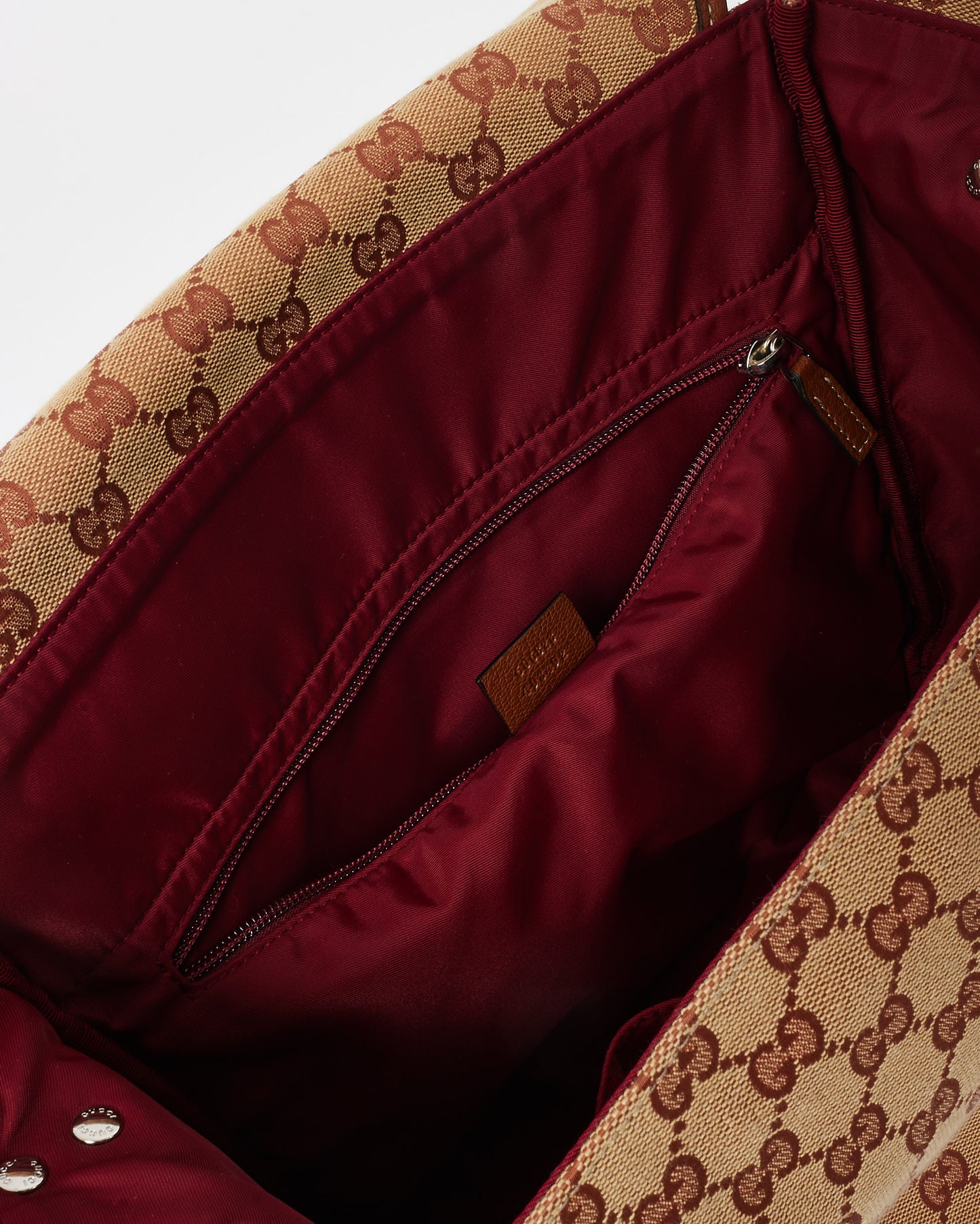 Gucci Brown & Burgundy GG Canvas Diaper Bag