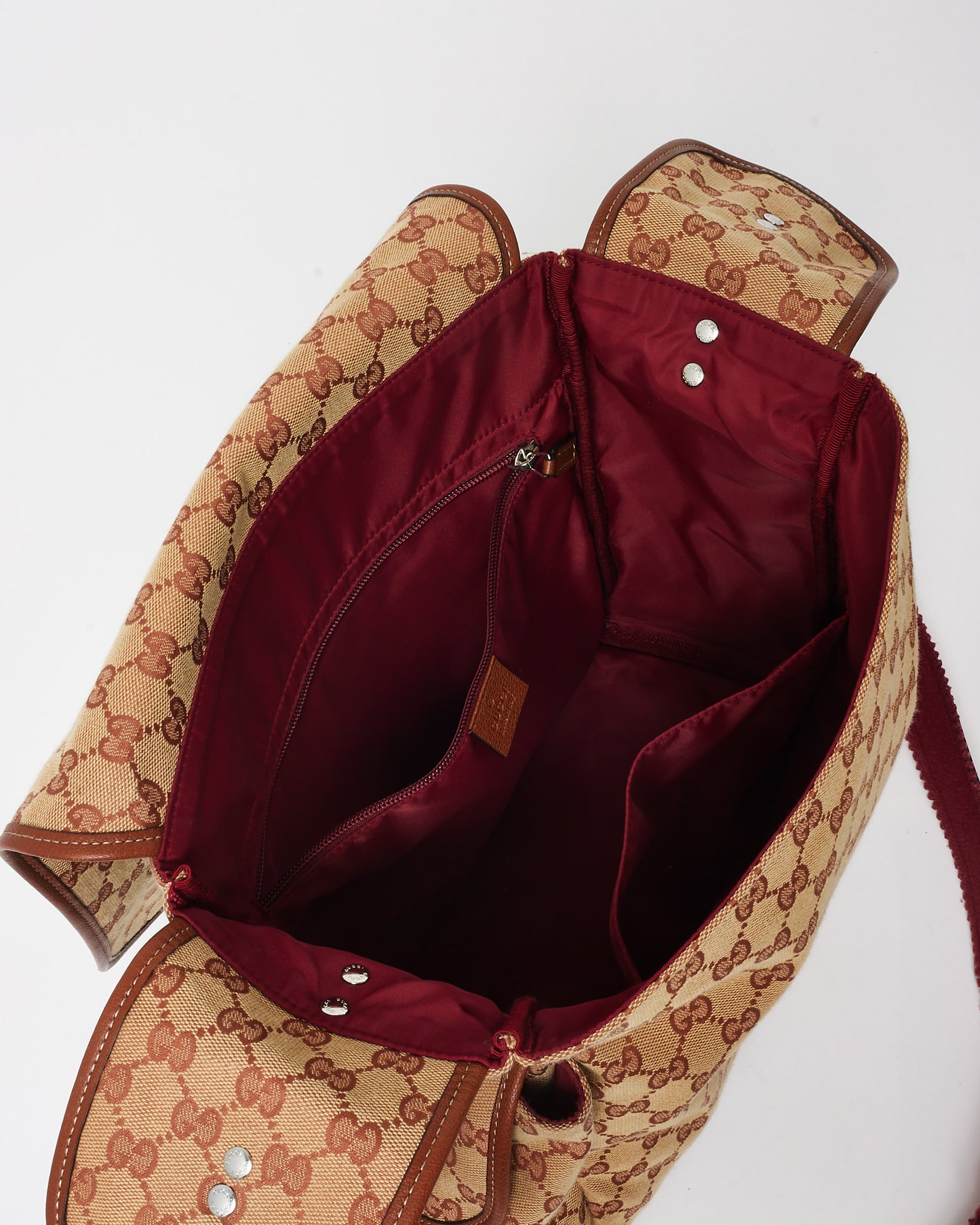 Gucci Brown & Burgundy GG Canvas Diaper Bag