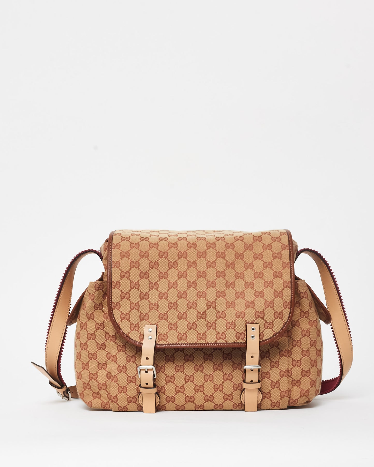 Gucci Brown & Burgundy GG Canvas Diaper Bag