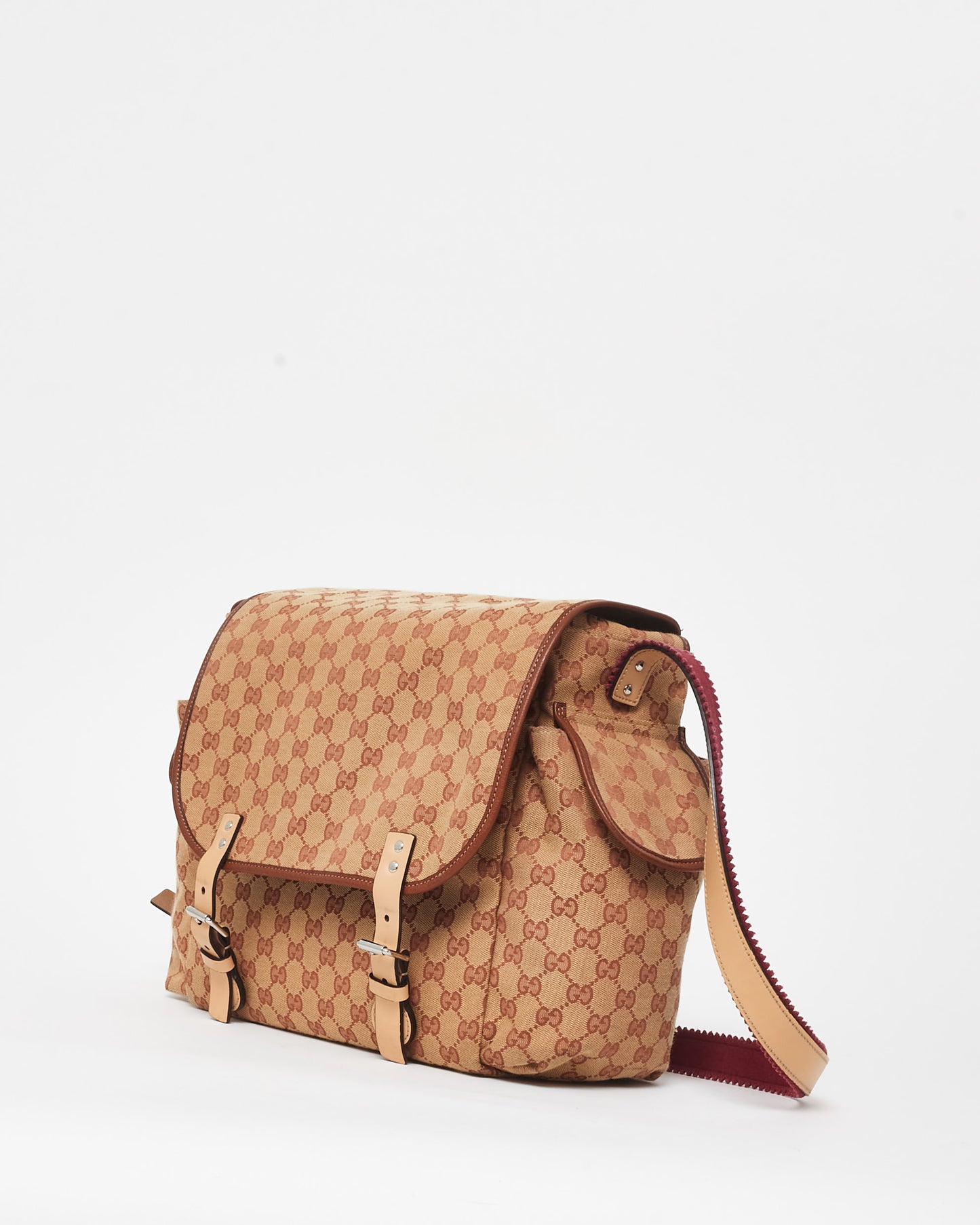 Gucci Brown & Burgundy GG Canvas Diaper Bag