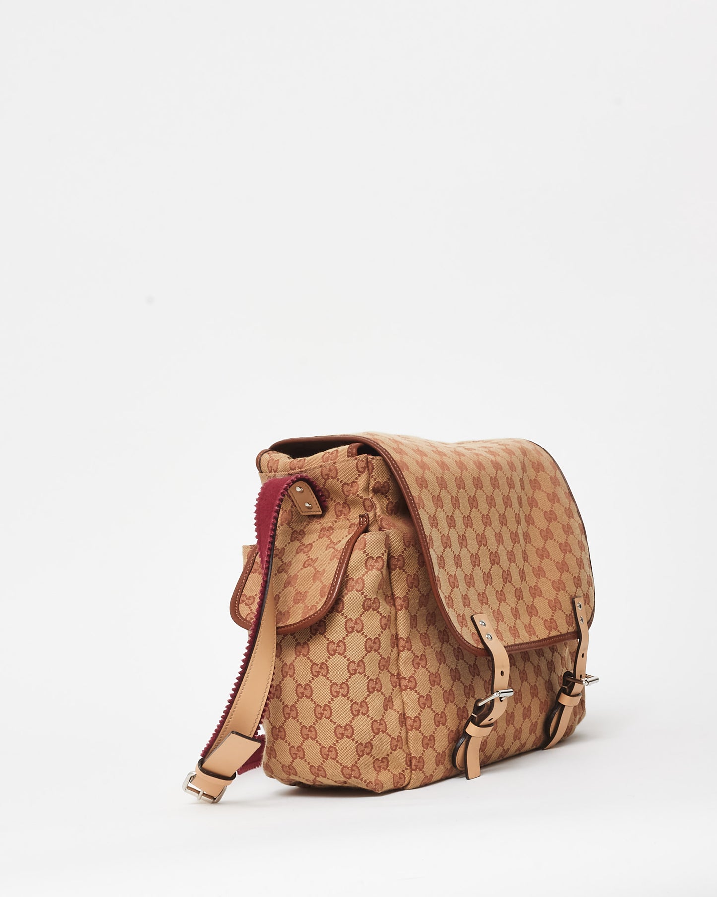 Gucci Brown & Burgundy GG Canvas Diaper Bag