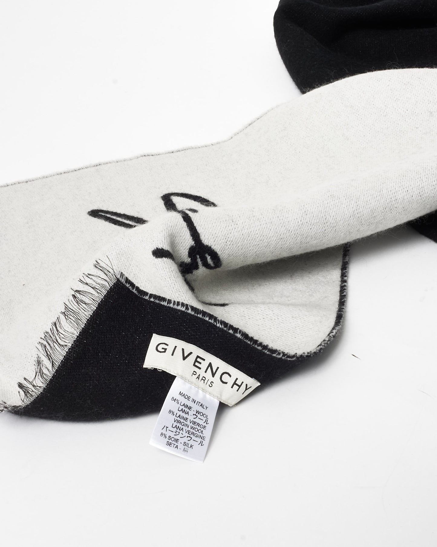 Givenchy Black & White Logo Scarf