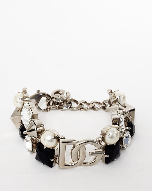 Dolce & Gabbana Black Crystal Logo Bracelet