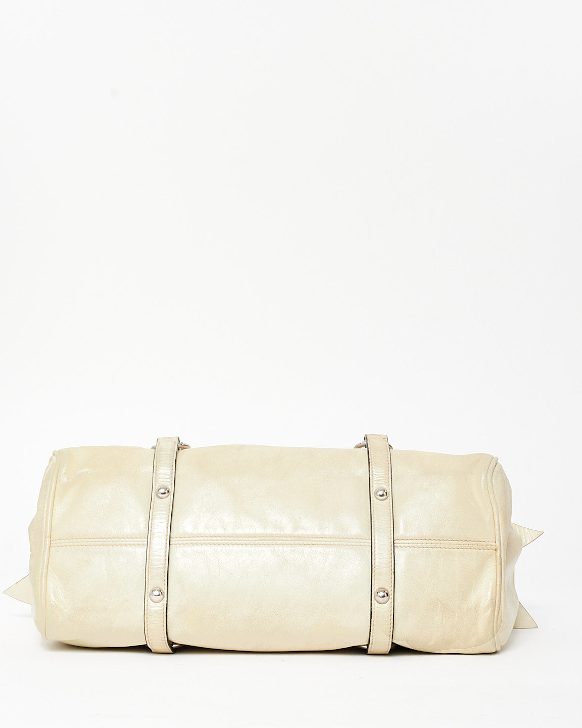 Miu Miu Off White Vitello Lux Leather Bow Detail Convertible Bag