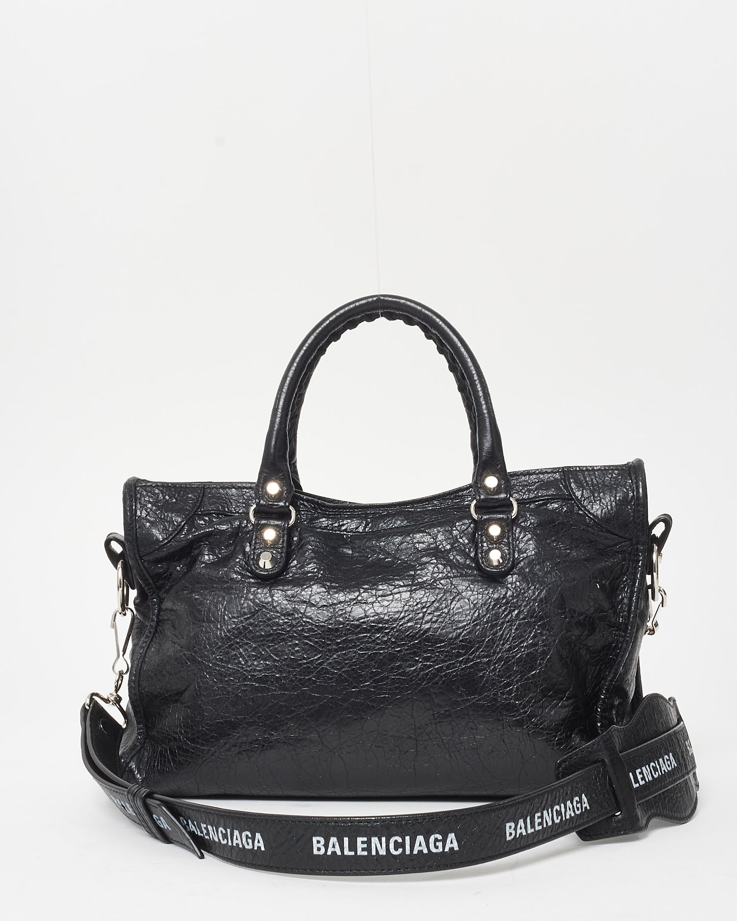 Buy Balenciaga Black Crinkle Leather Le City Small City Bag W