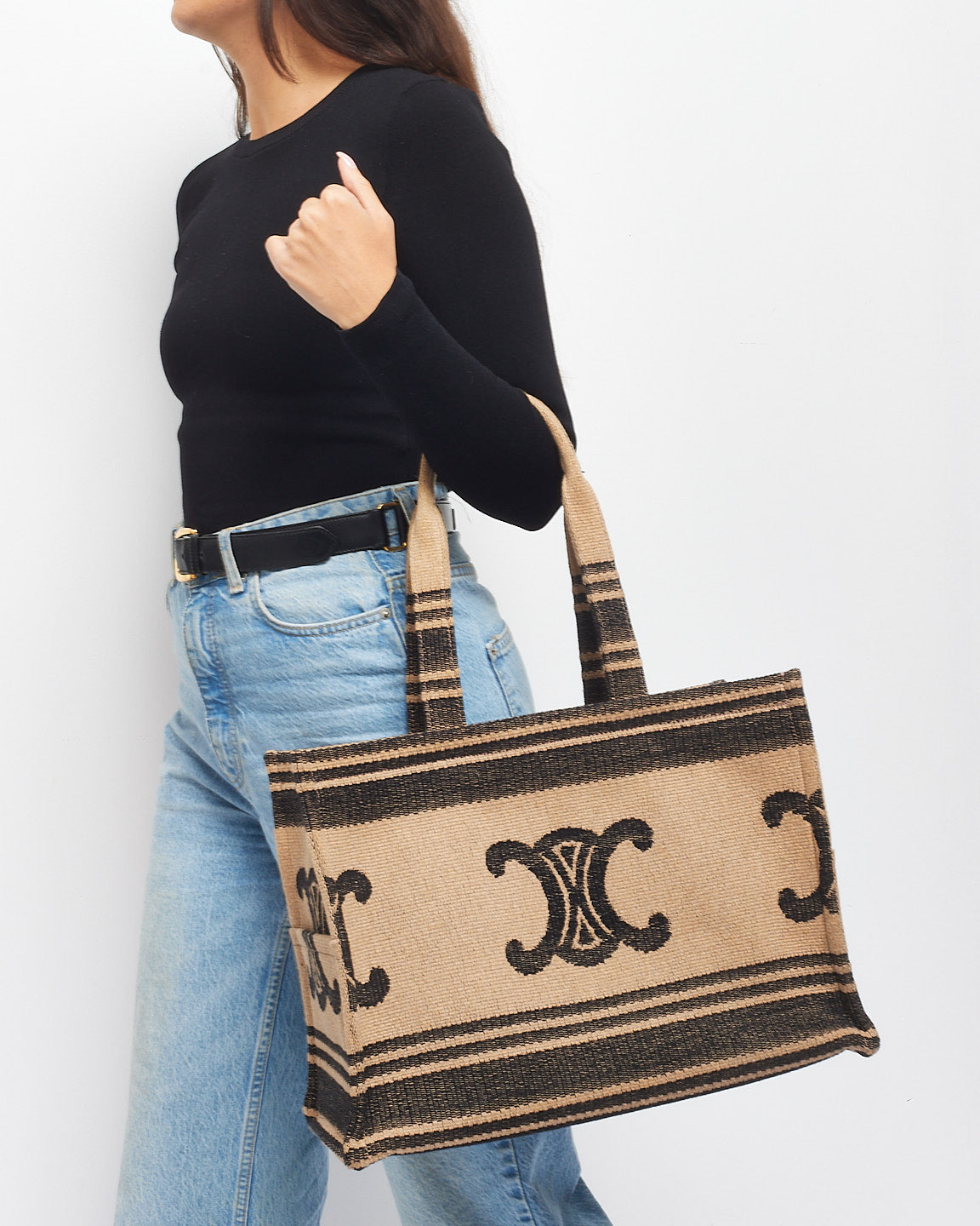 Buy Celine Brown & Black Triomphe Canvas Tote Bag
