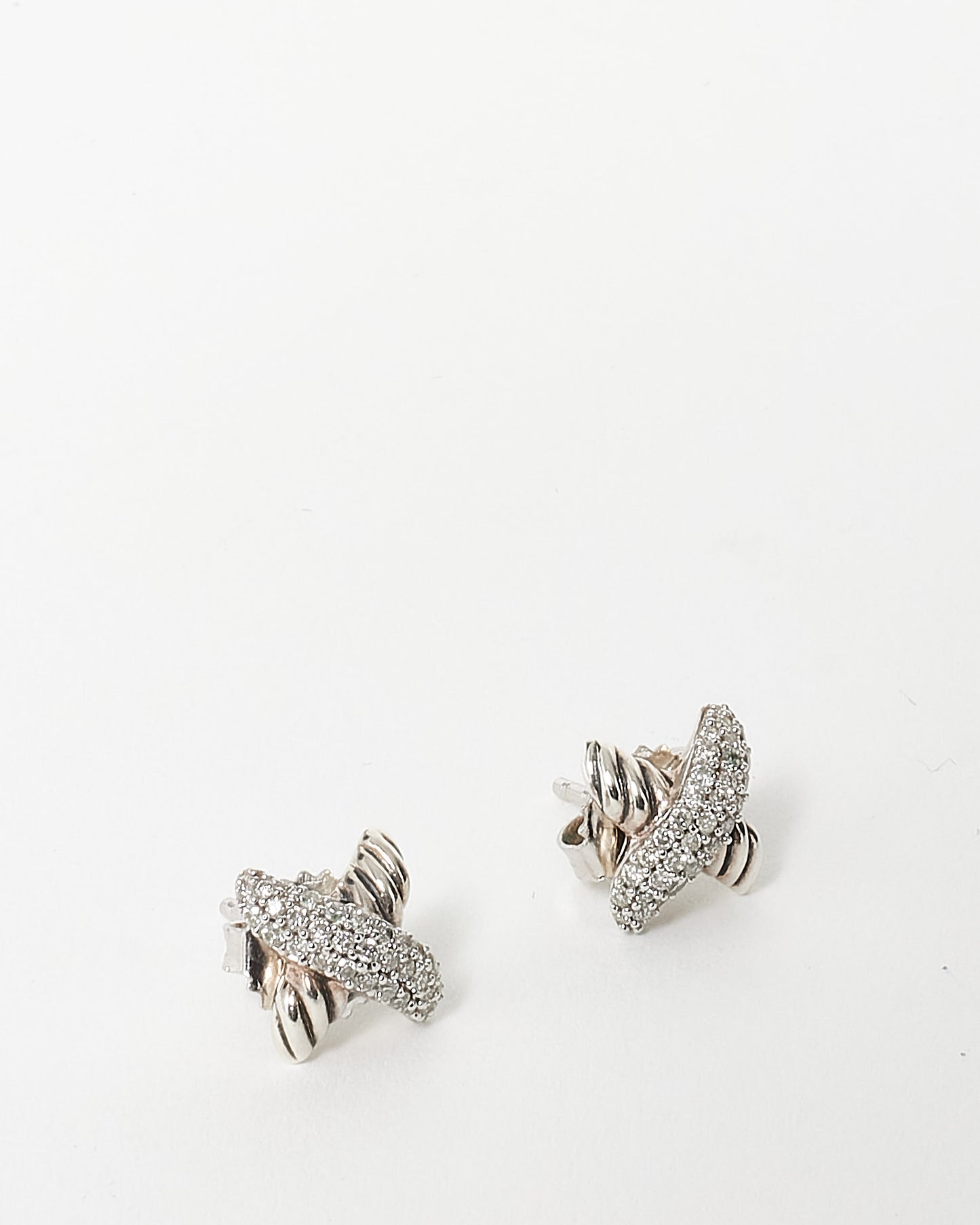 David Yurman Petite X Sterling Silver & Diamond 8.4MM Stud Earrings