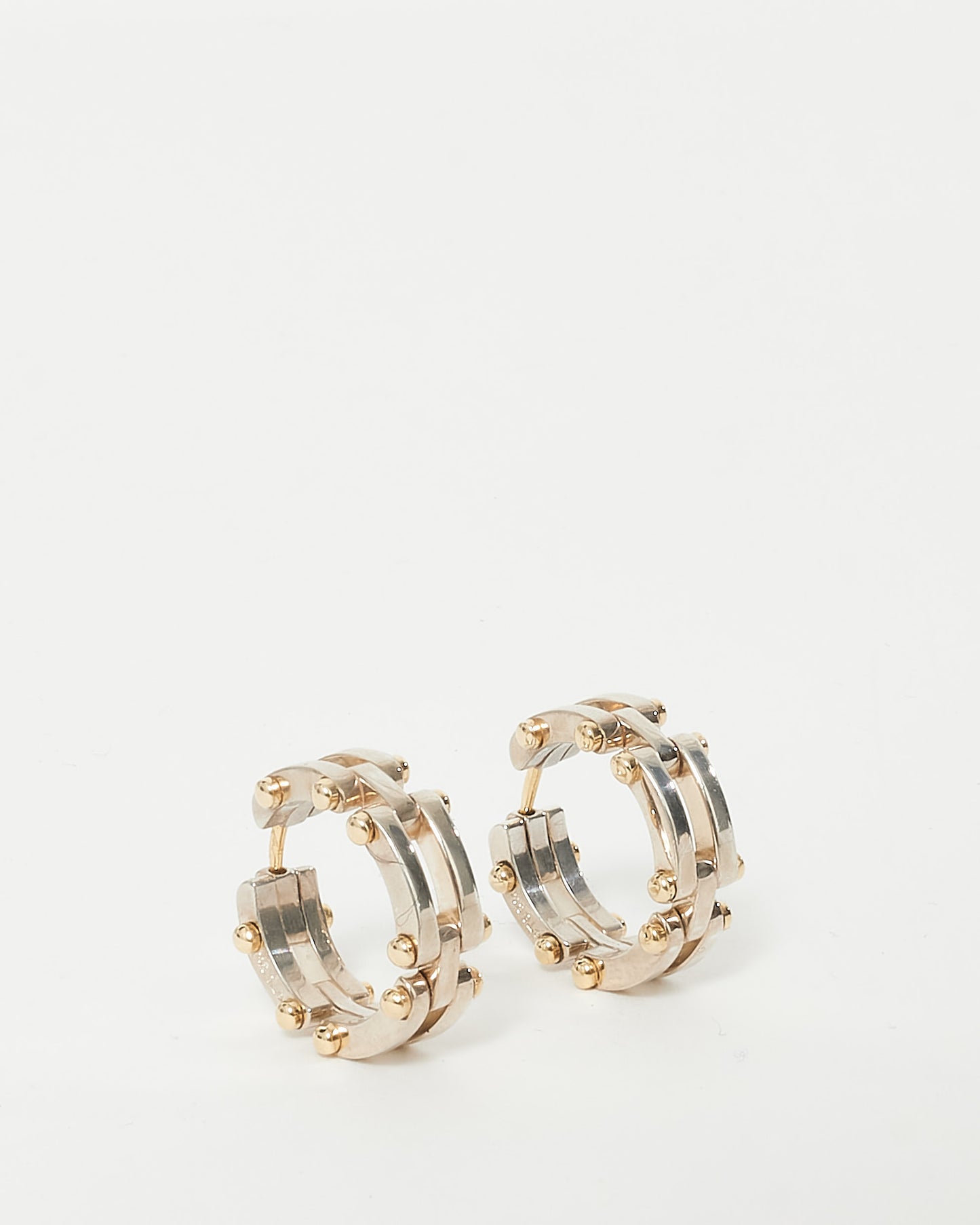 Tiffany & Co. Sterling Silver & Gold Link Hoop Earrings