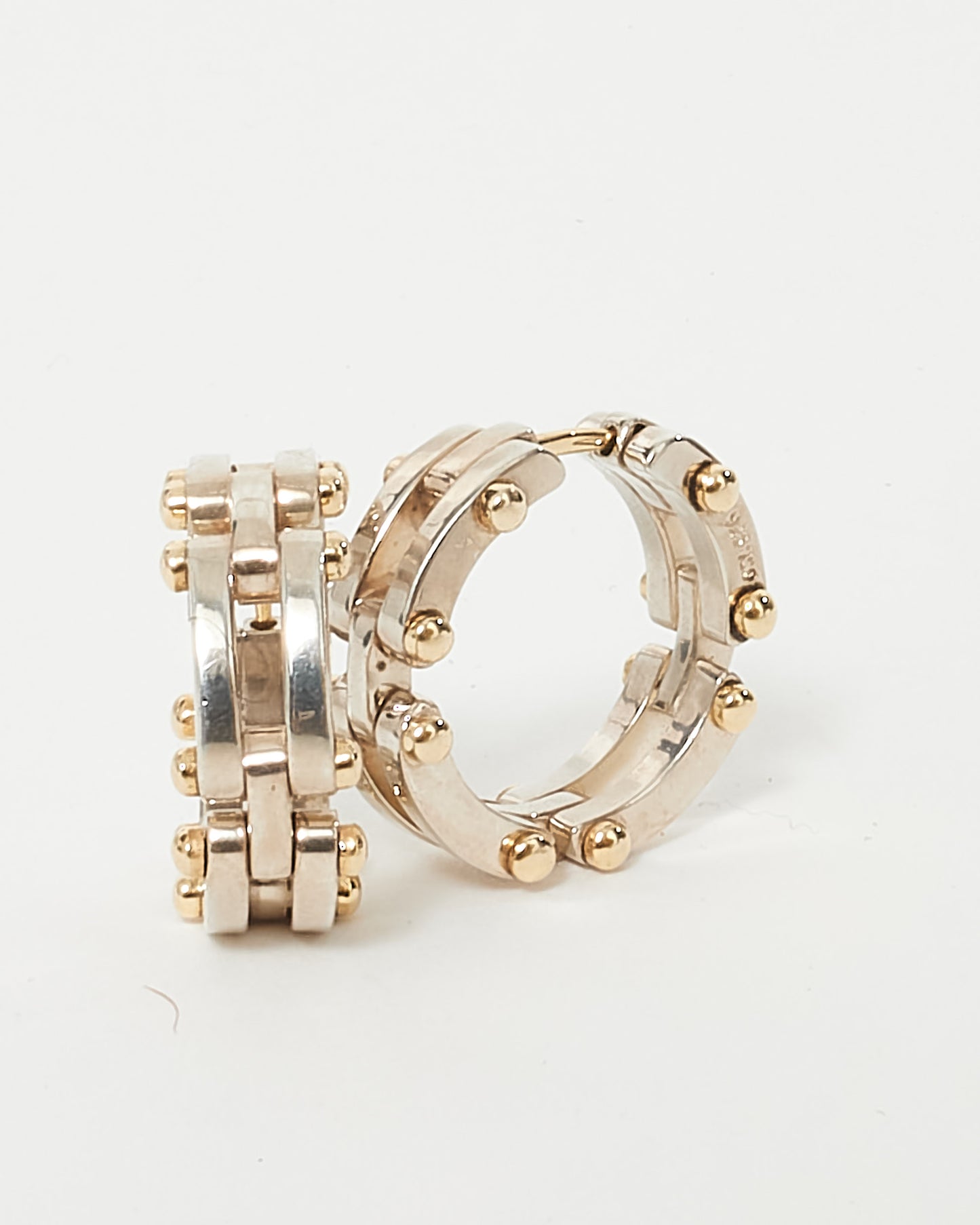 Tiffany & Co. Sterling Silver & Gold Link Hoop Earrings