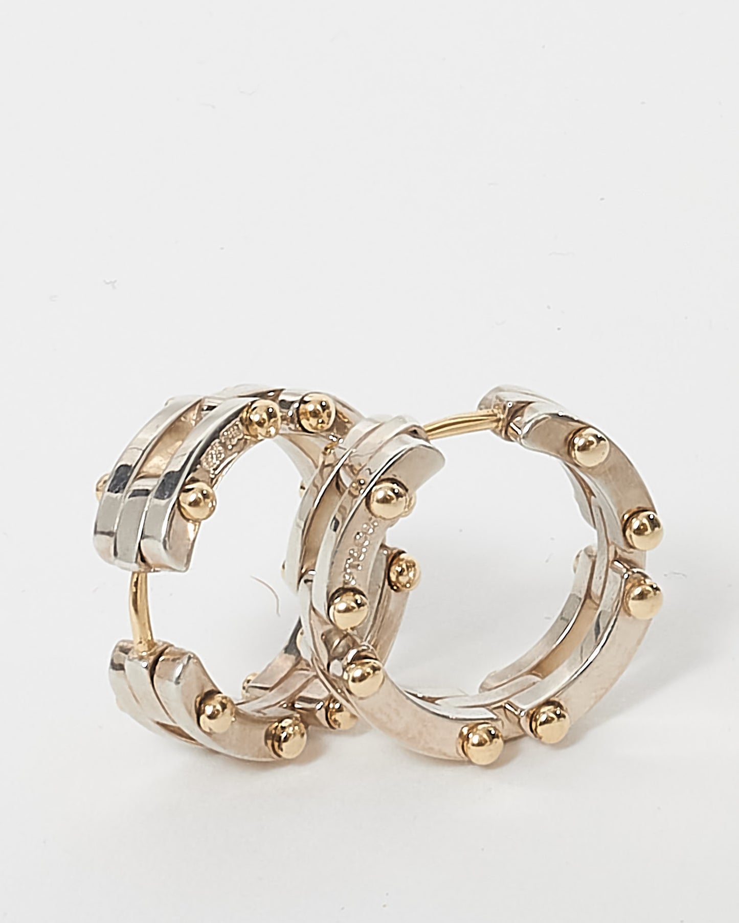 Tiffany & Co. Sterling Silver & Gold Link Hoop Earrings