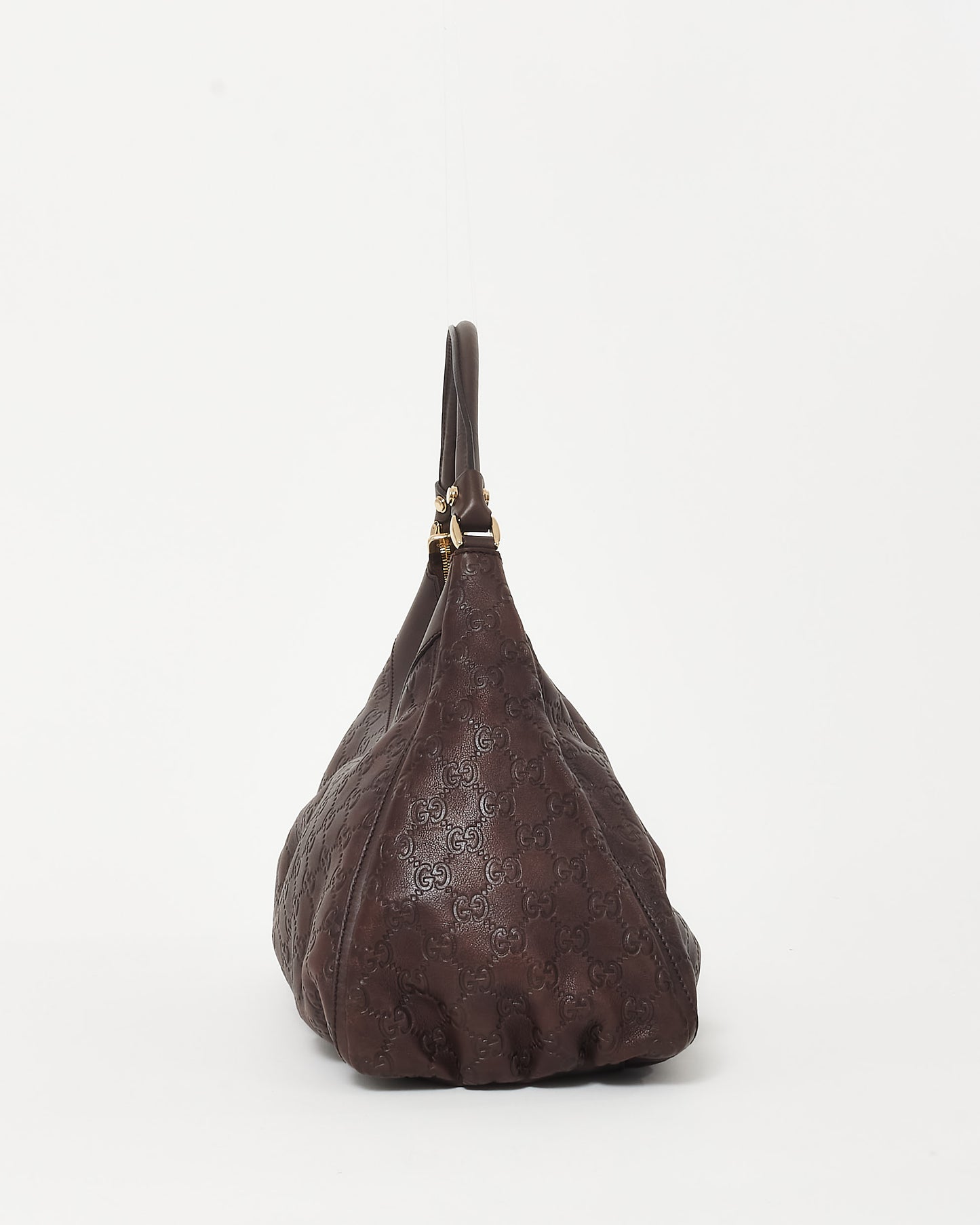 Gucci Vintage Brown GG Guccissima Leather D-Ring Shoulder Bag