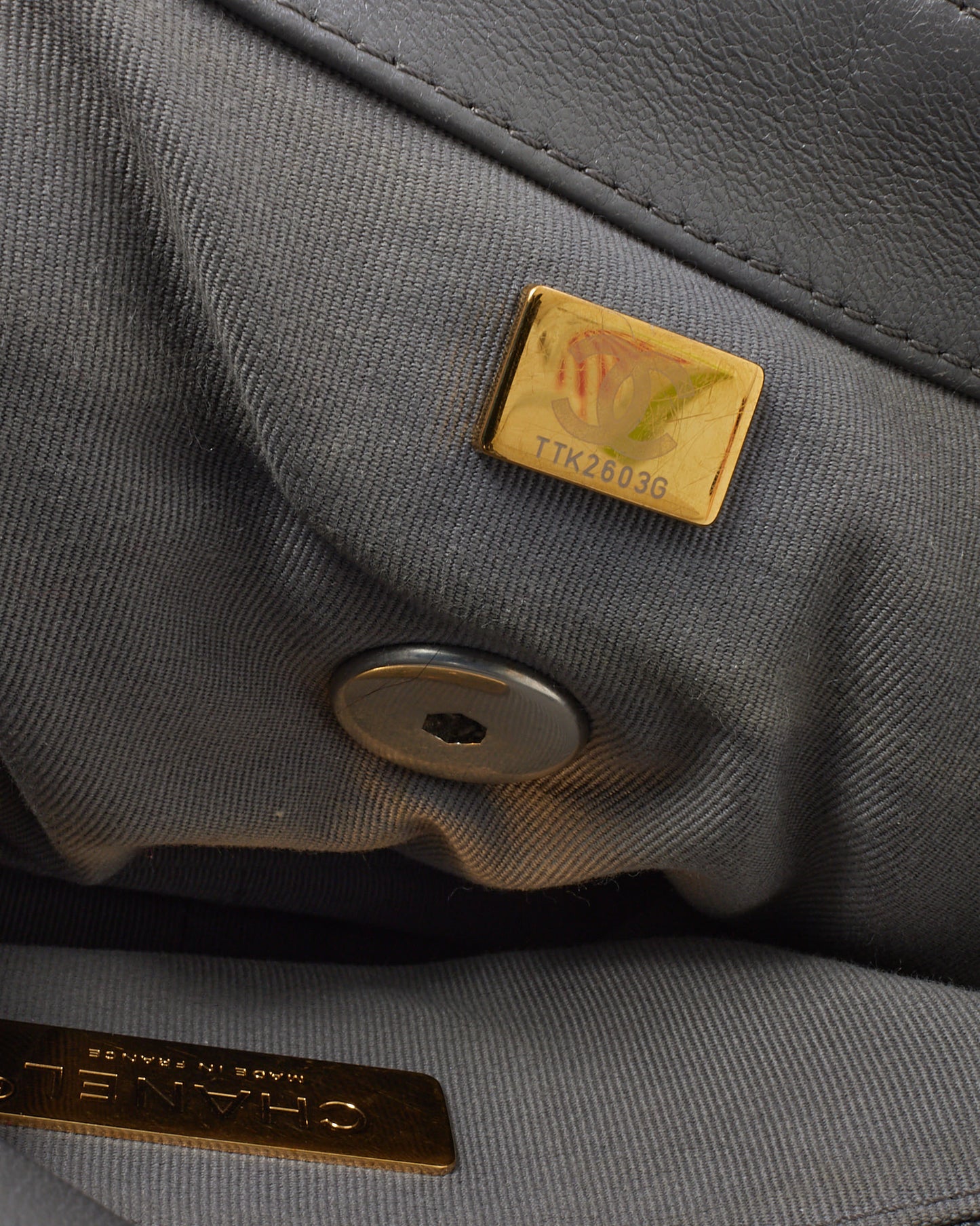 Chanel Grey Quilted Lambskin Leather Small 19 SHW Bag