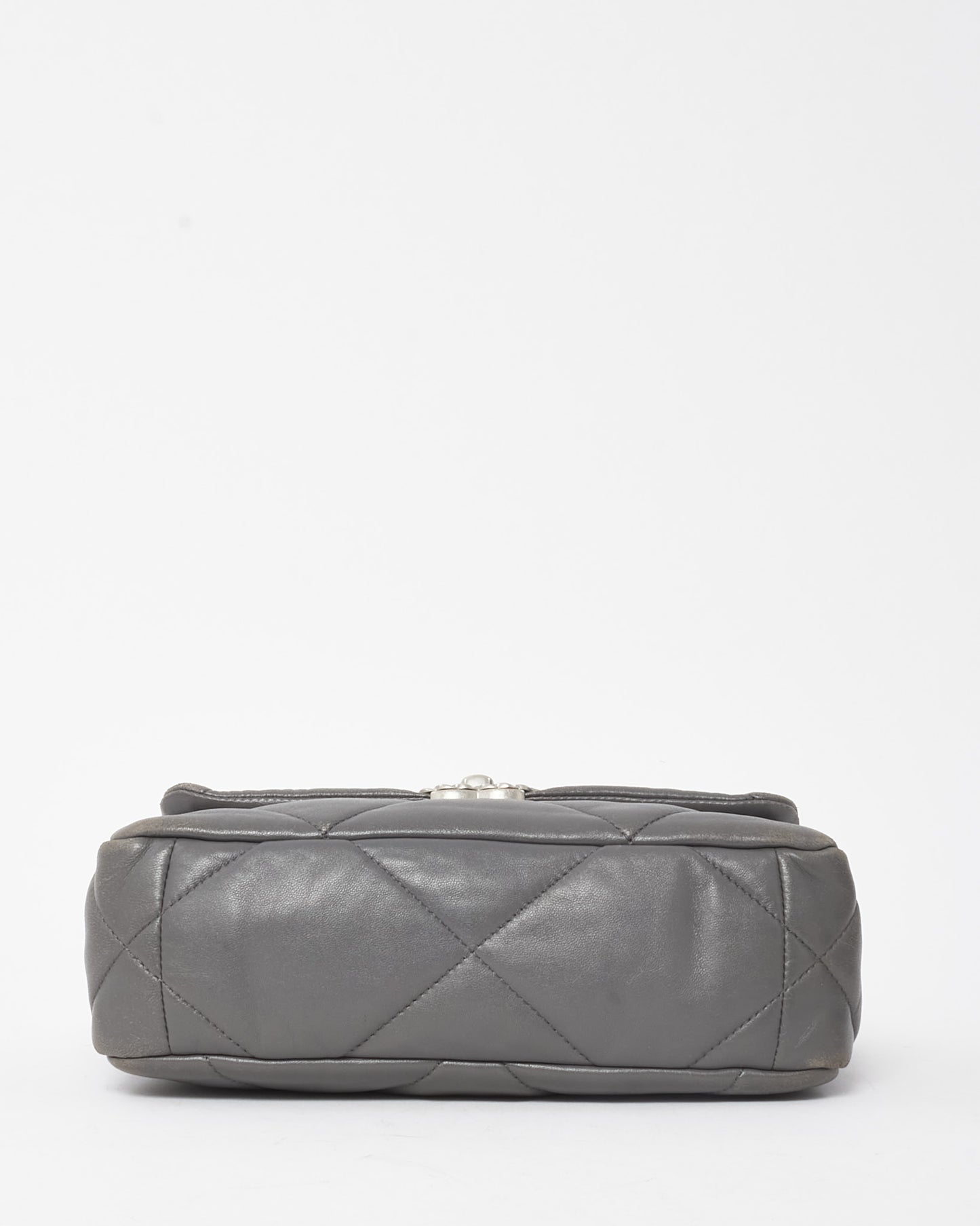 Chanel Grey Quilted Lambskin Leather Small 19 SHW Bag