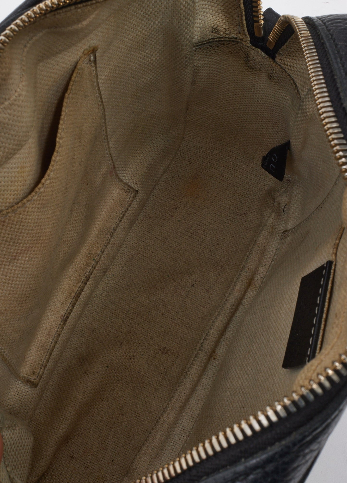 Gucci Black Pebbled Calfskin Leather GG Soho Disco Crossbody Bag