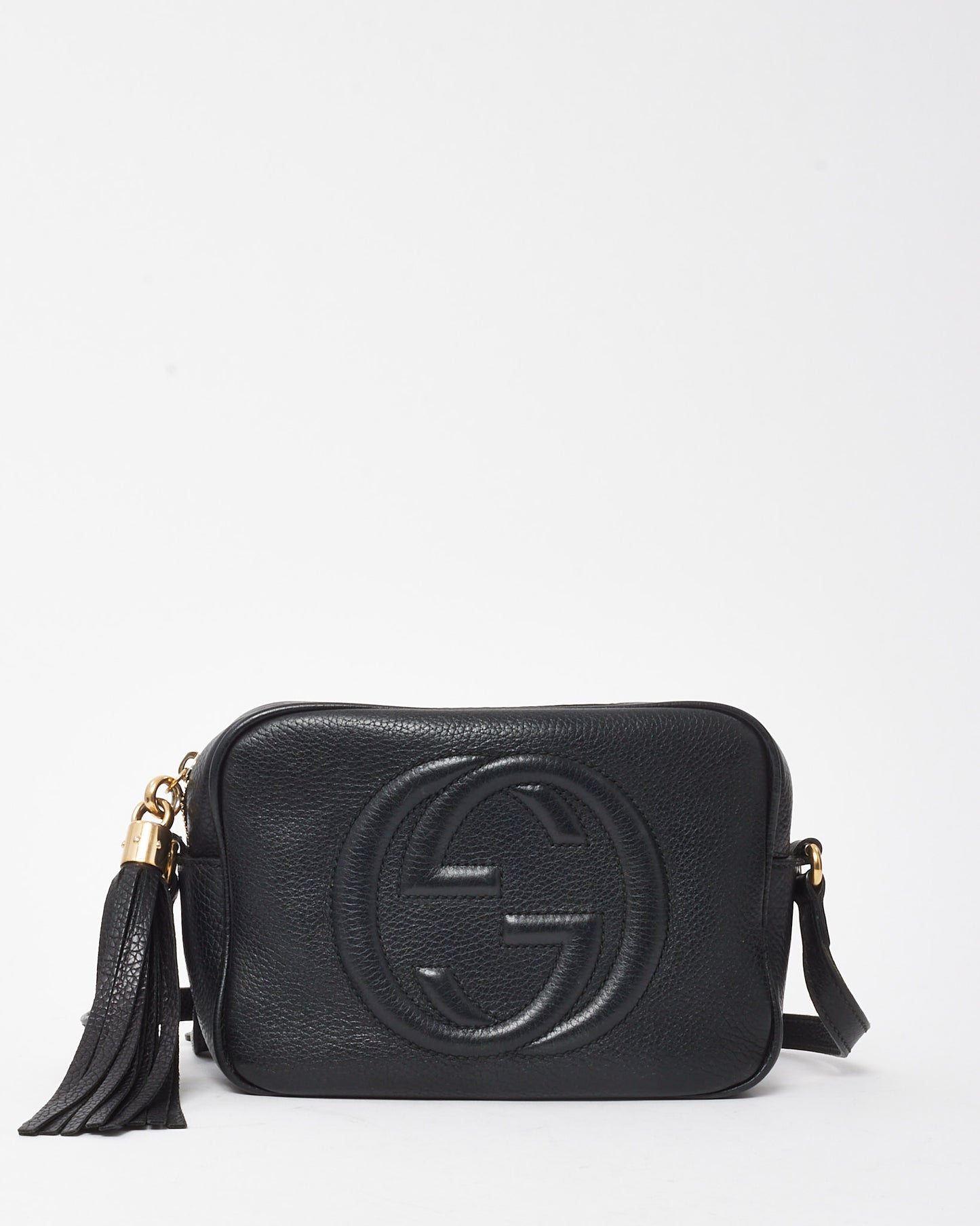 Gucci Black Pebbled Calfskin Leather GG Soho Disco Crossbody Bag
