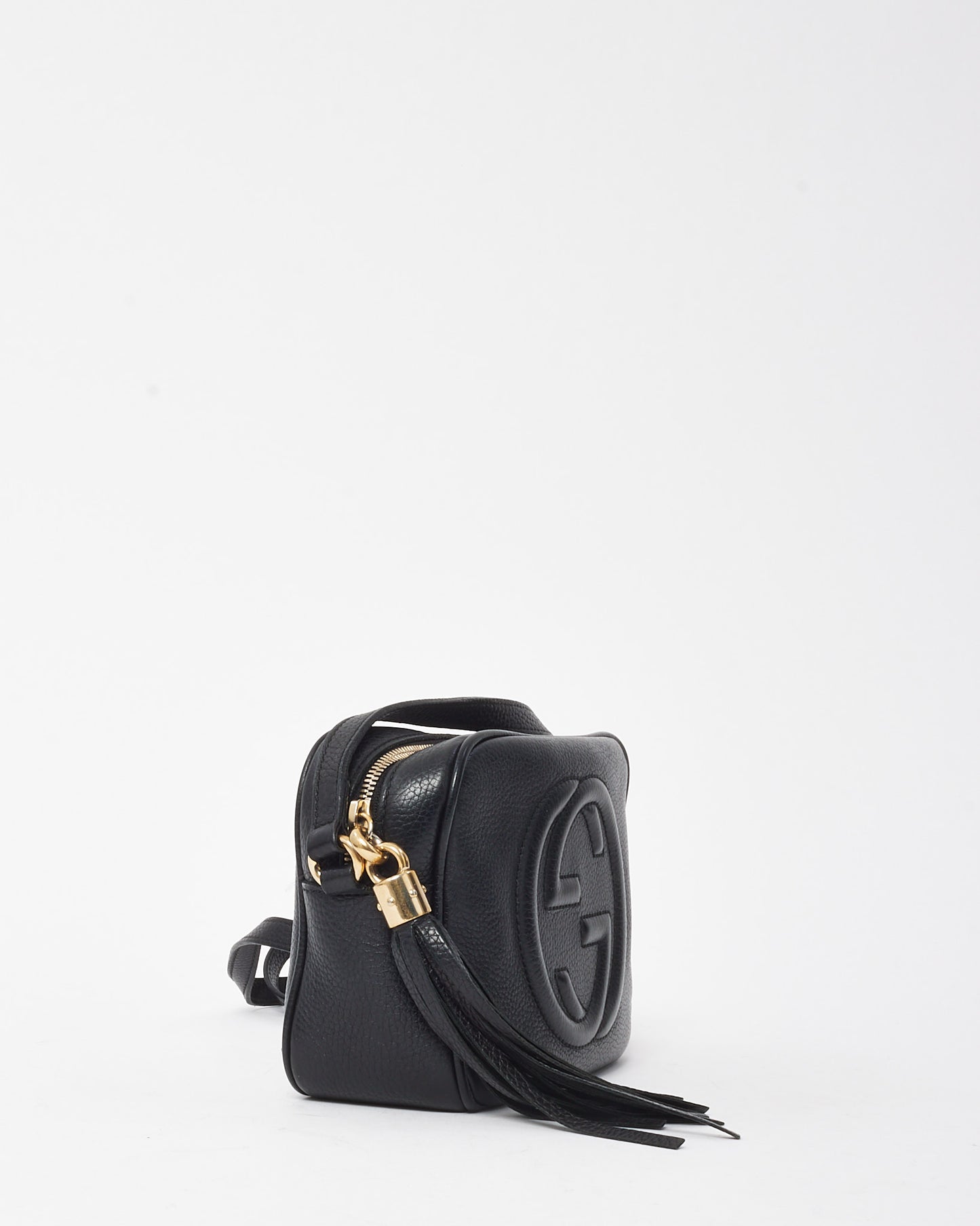 Gucci Black Pebbled Calfskin Leather GG Soho Disco Crossbody Bag