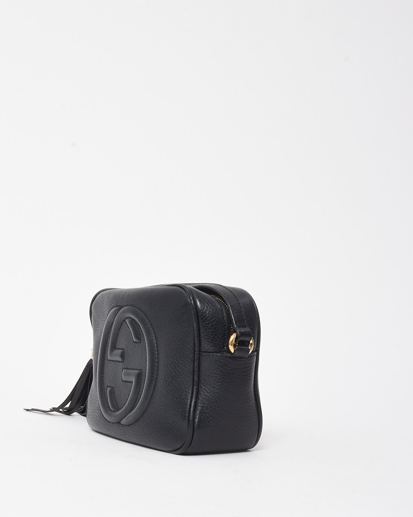 Gucci Black Pebbled Calfskin Leather GG Soho Disco Crossbody Bag