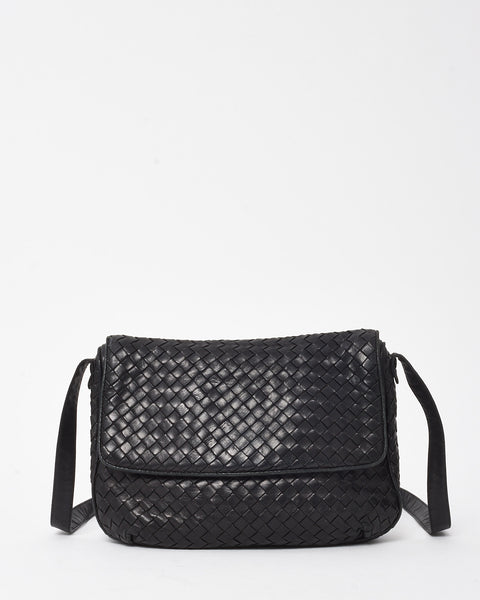 Buy Bottega Veneta Vintage Black Nappa Intrecciato Rounded