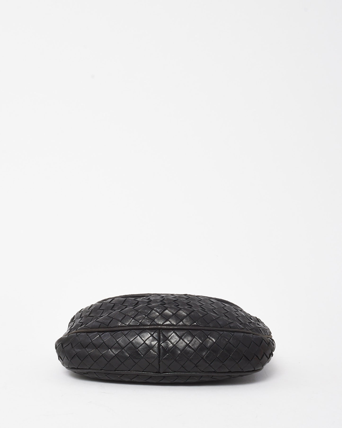 Bottega Veneta Vintage Black Intrecciato Leather Coin Purse Style Flap Crossbody Bag