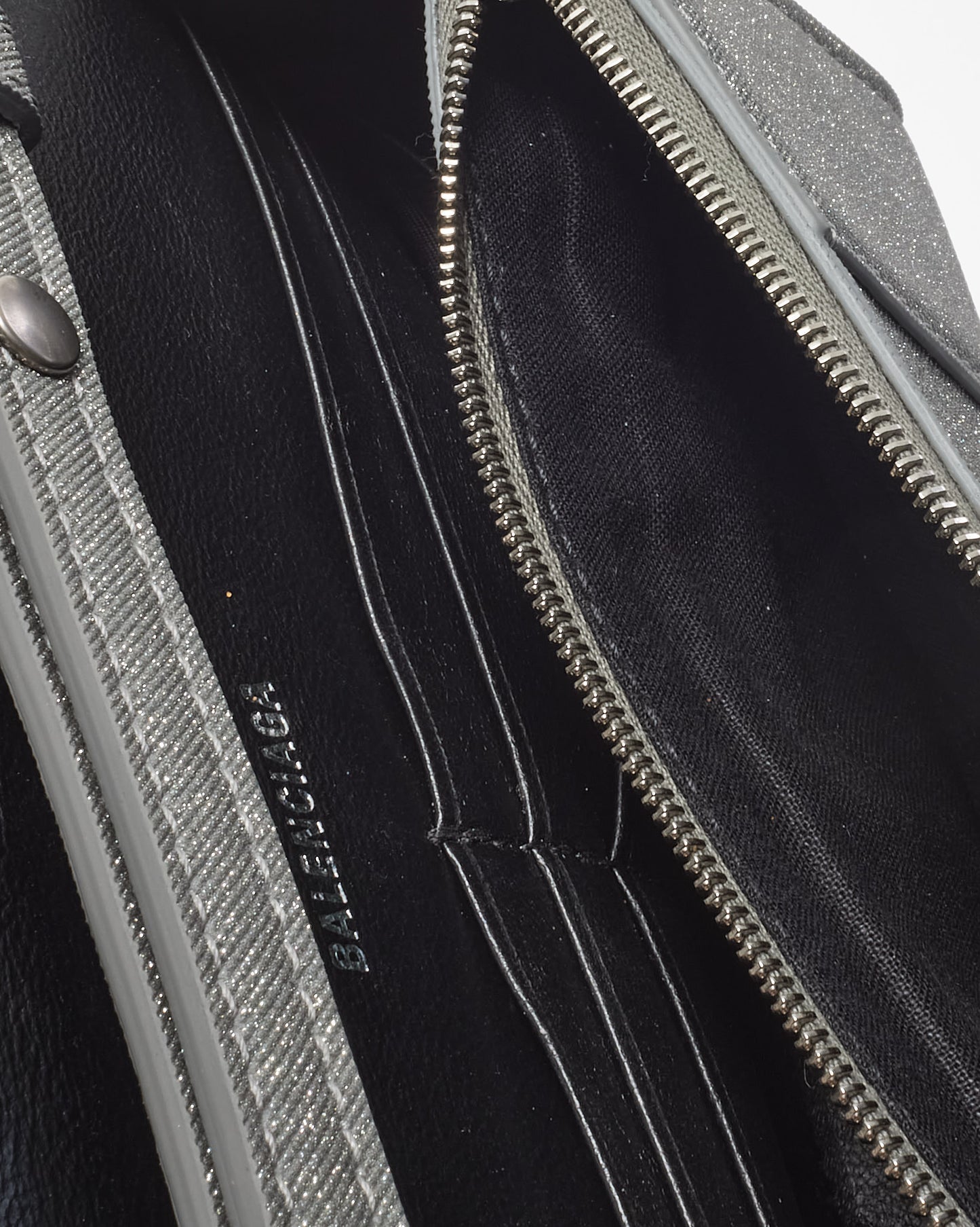 Balenciaga Silver Sparkling Fabric Hourglass Wallet on Chain Bag