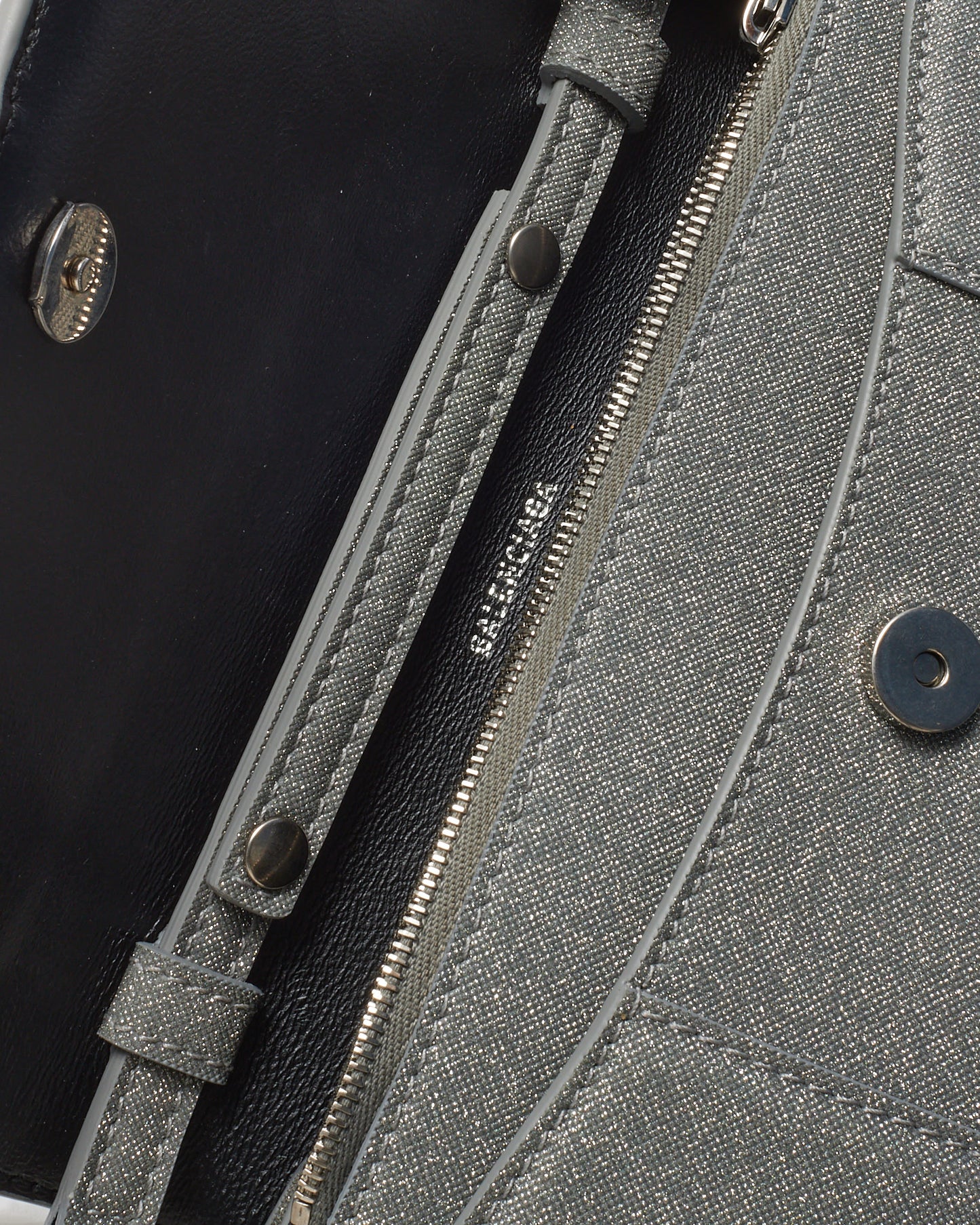 Balenciaga Silver Sparkling Fabric Hourglass Wallet on Chain Bag