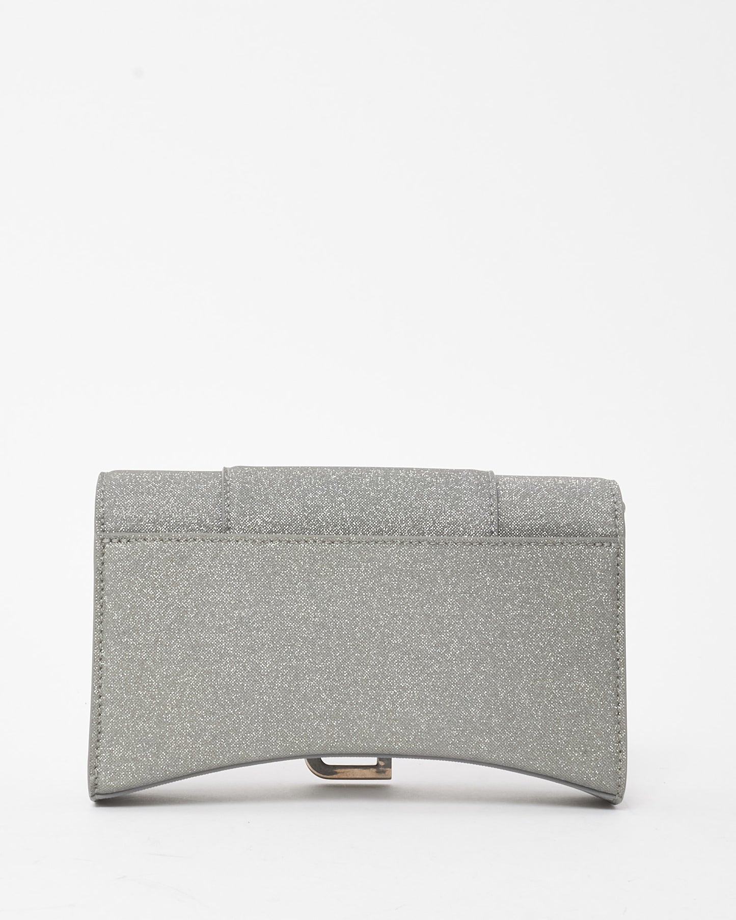 Balenciaga Silver Sparkling Fabric Hourglass Wallet on Chain Bag