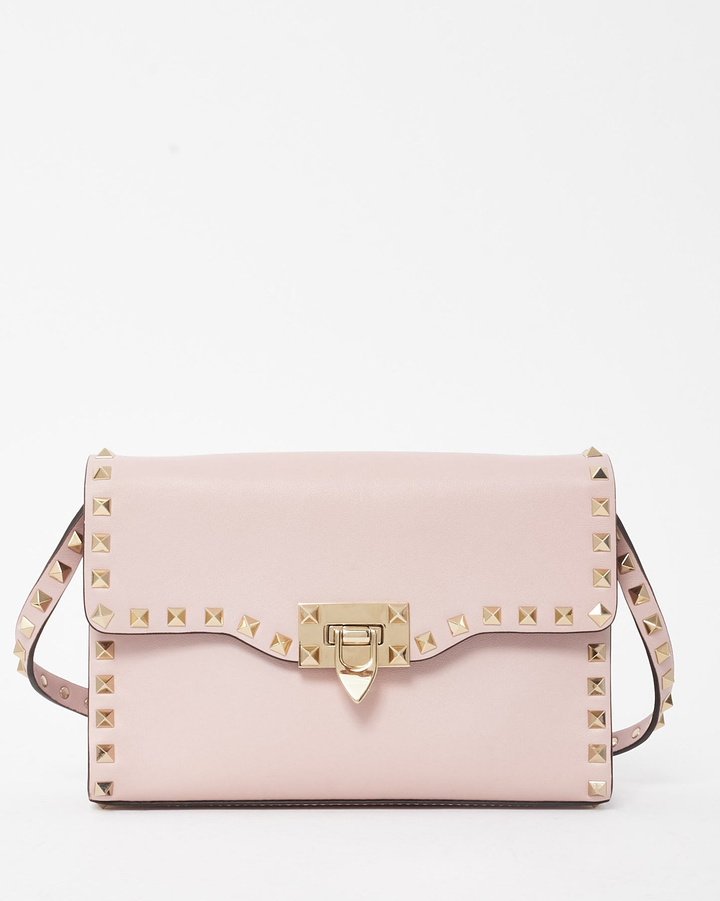 Valentino Pink Smooth Leather Small Rockstud Crossbody Bag