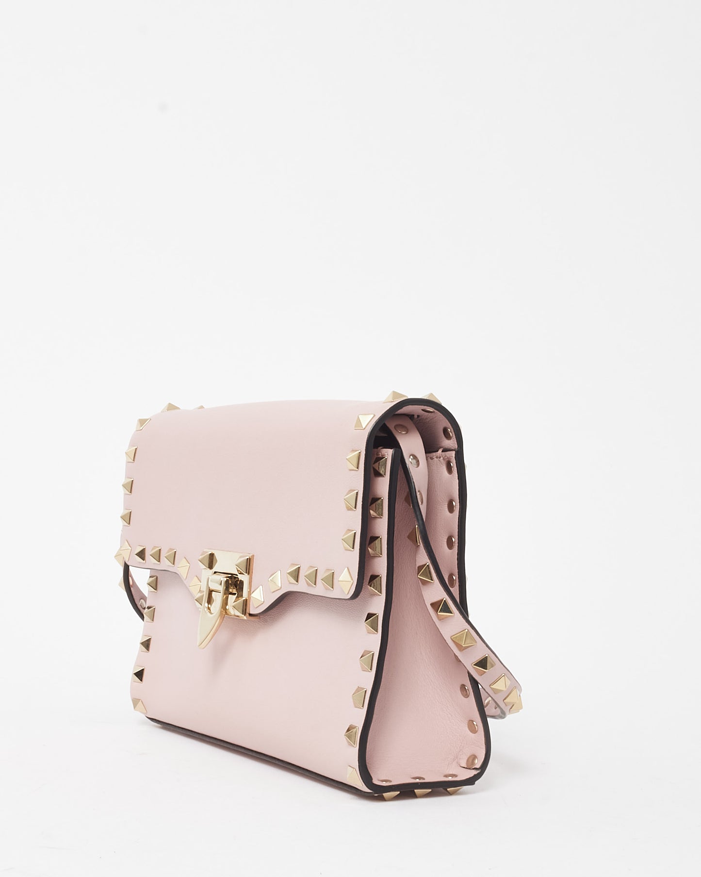 Valentino Pink Smooth Leather Small Rockstud Crossbody Bag