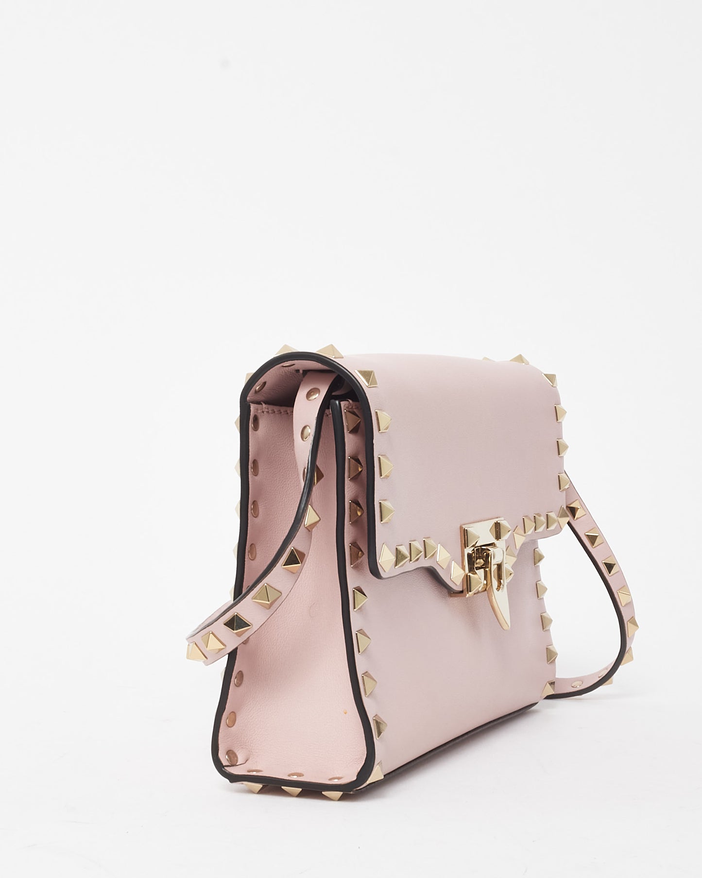 Valentino Pink Smooth Leather Small Rockstud Crossbody Bag