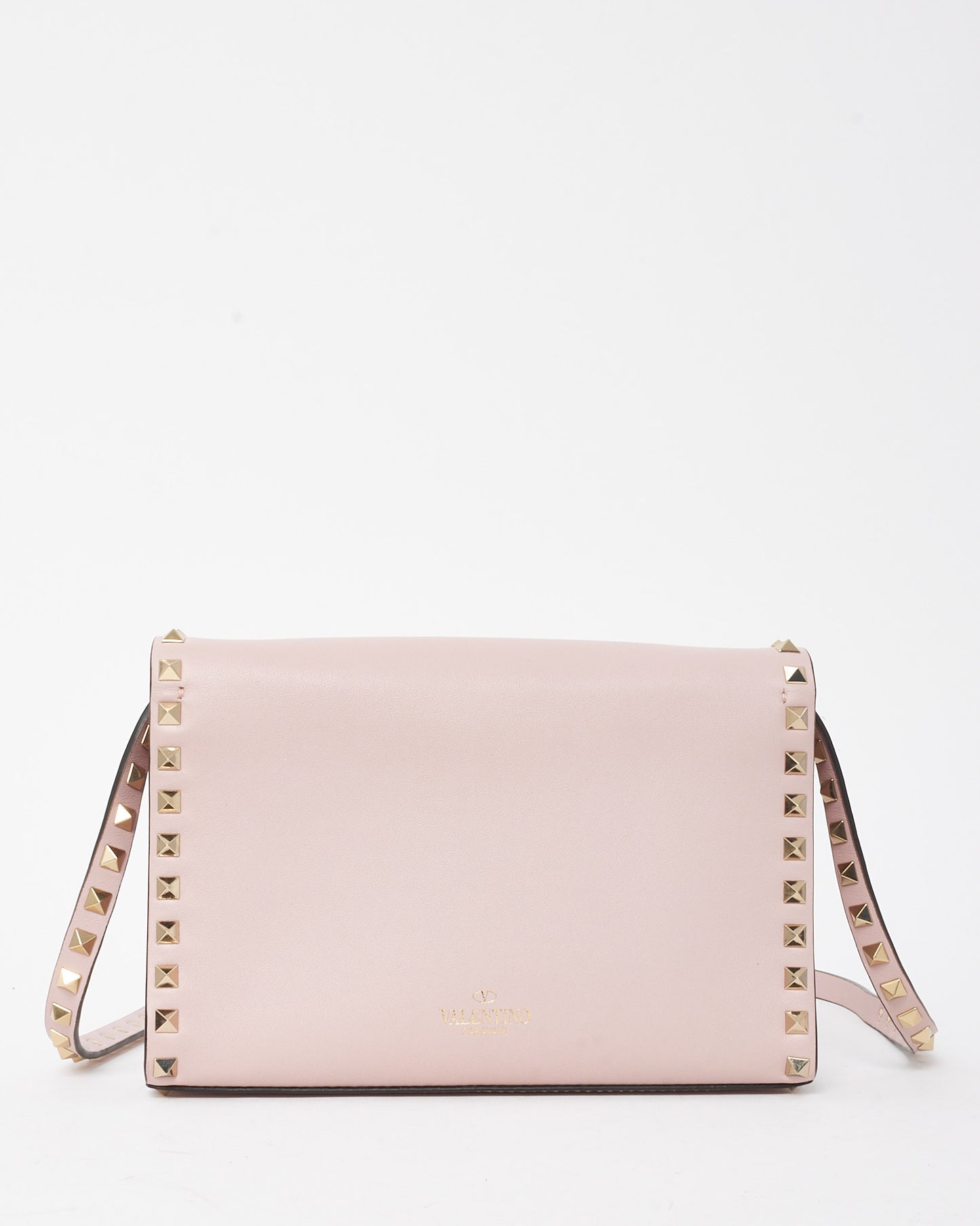 Valentino Pink Smooth Leather Small Rockstud Crossbody Bag