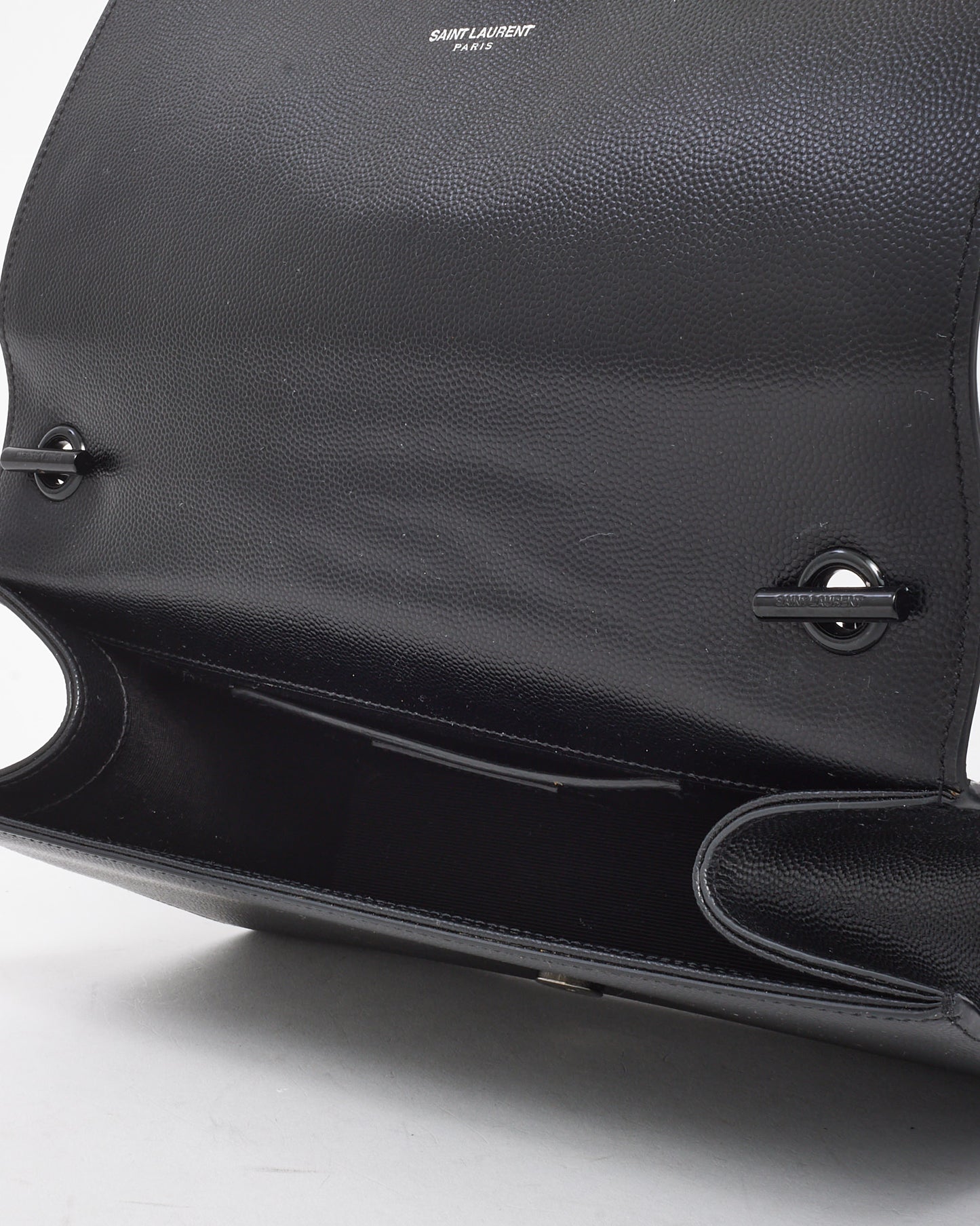 Saint Laurent Black Grain De Poudre Medium Tonal YSL Kate Shoulder Bag