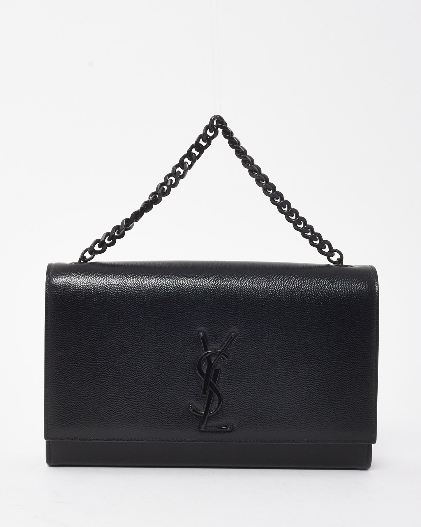 Saint Laurent Black Grain De Poudre Medium Tonal YSL Kate Shoulder Bag