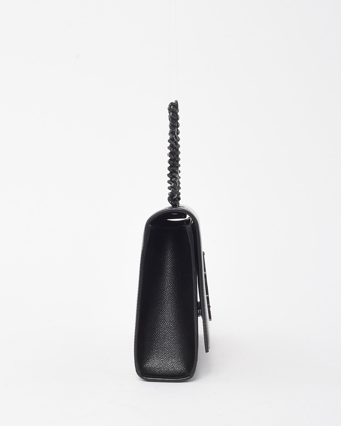 Saint Laurent Black Grain De Poudre Medium Tonal YSL Kate Shoulder Bag