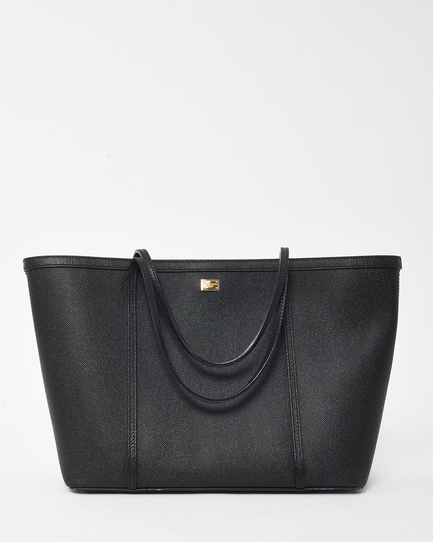 Dolce & Gabbana Black Grained Leather Miss Escape Shopping Tote Bag