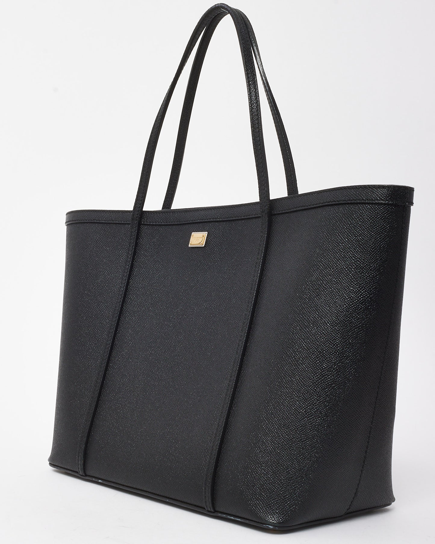Dolce & Gabbana Black Grained Leather Miss Escape Shopping Tote Bag