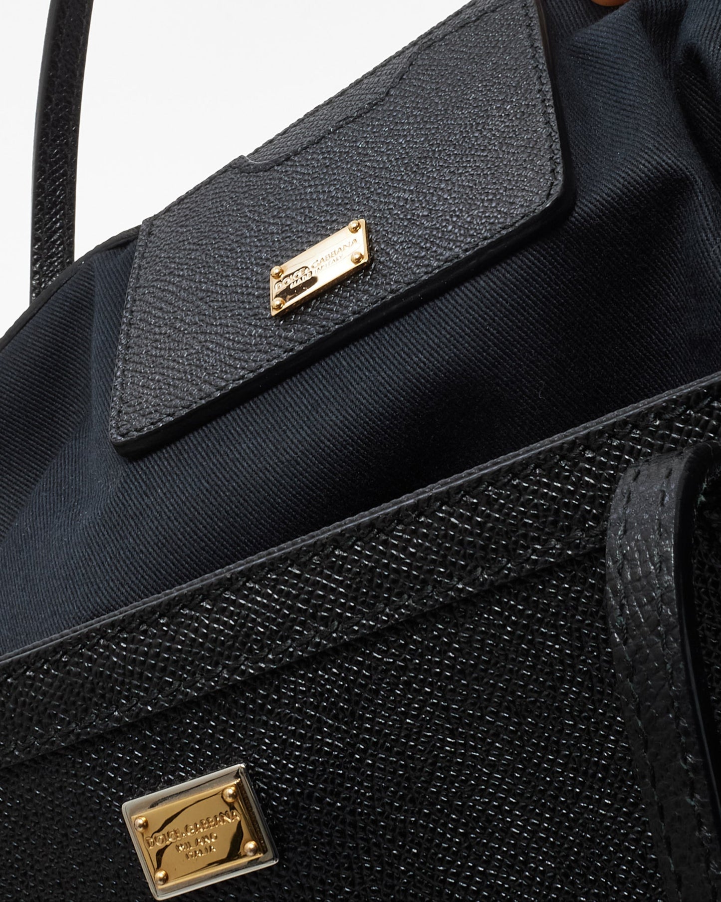 Dolce & Gabbana Black Grained Leather Miss Escape Shopping Tote Bag