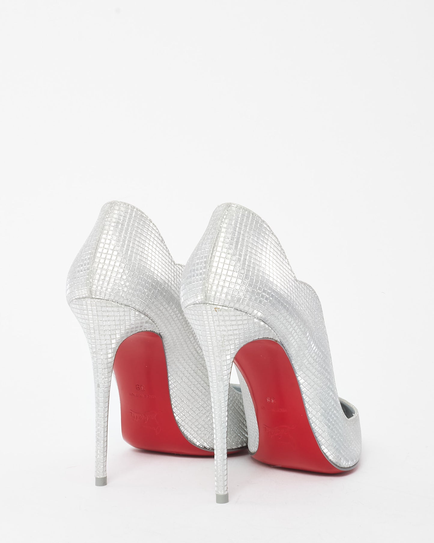 Christian Louboutin Silver Glitter Hot Chick 100mm Pumps - 39