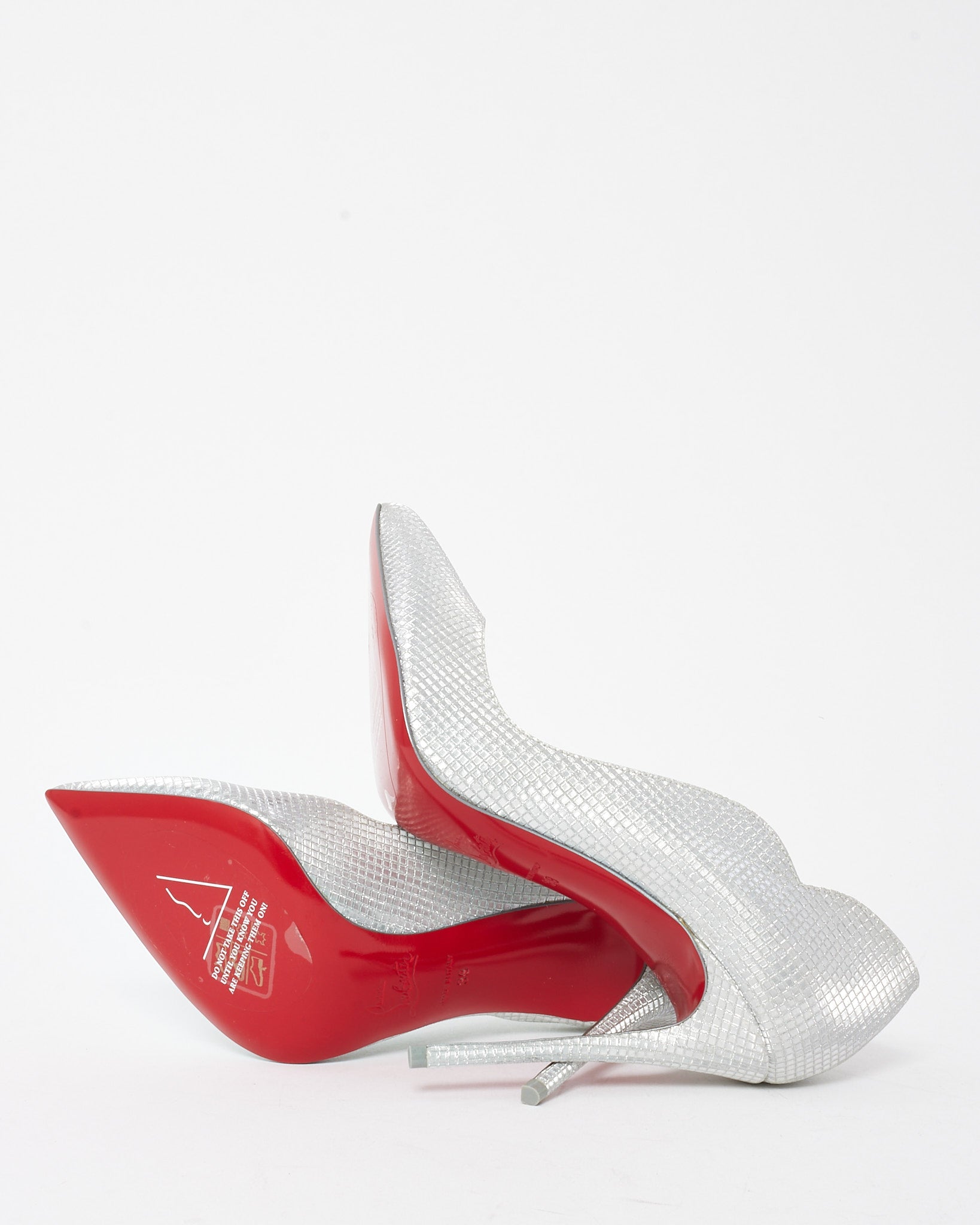 Buy Christian Louboutin Silver Glitter Hot Chick 100mm Pumps - 38