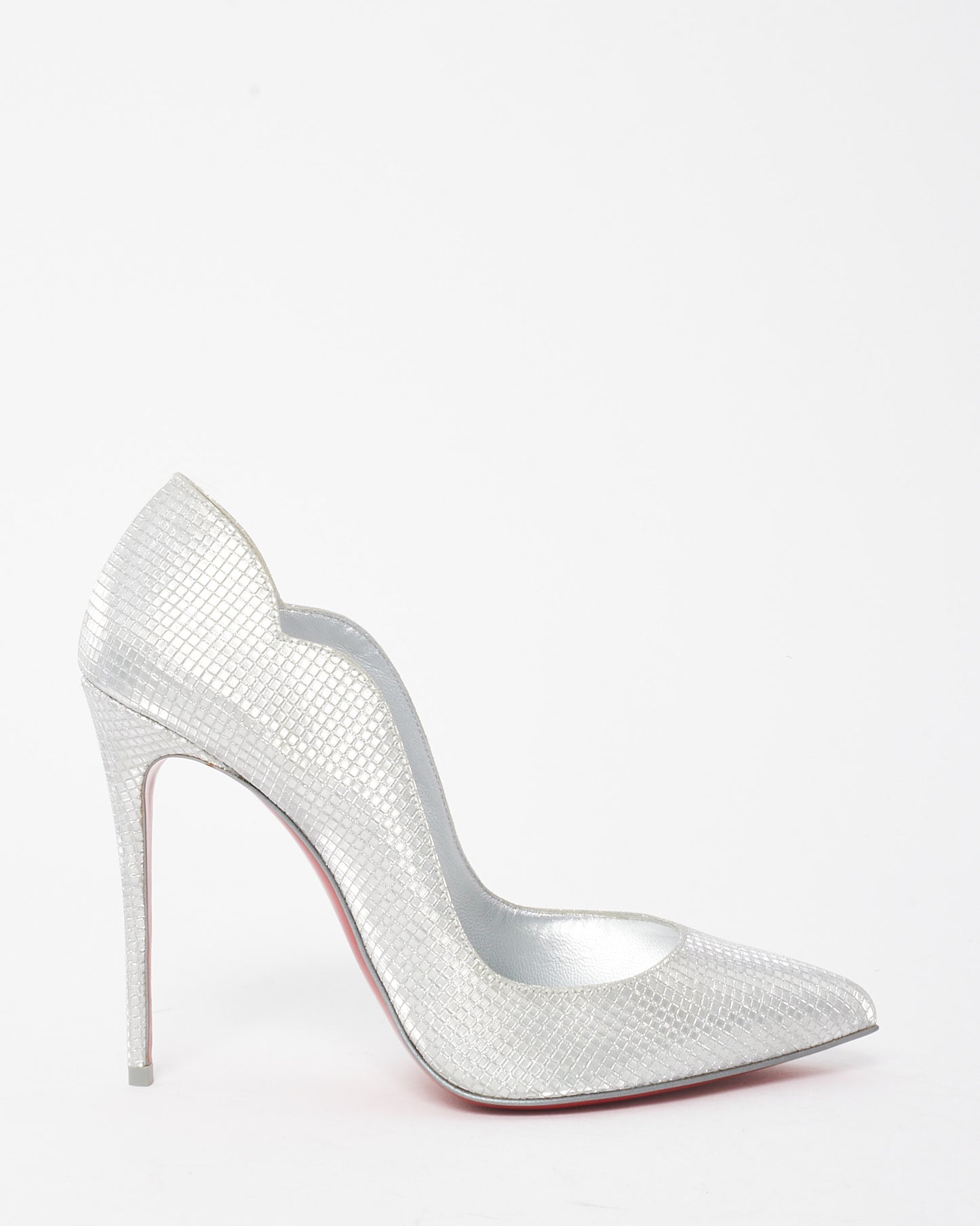 Christian Louboutin Silver Glitter Hot Chick 100mm Pumps - 39