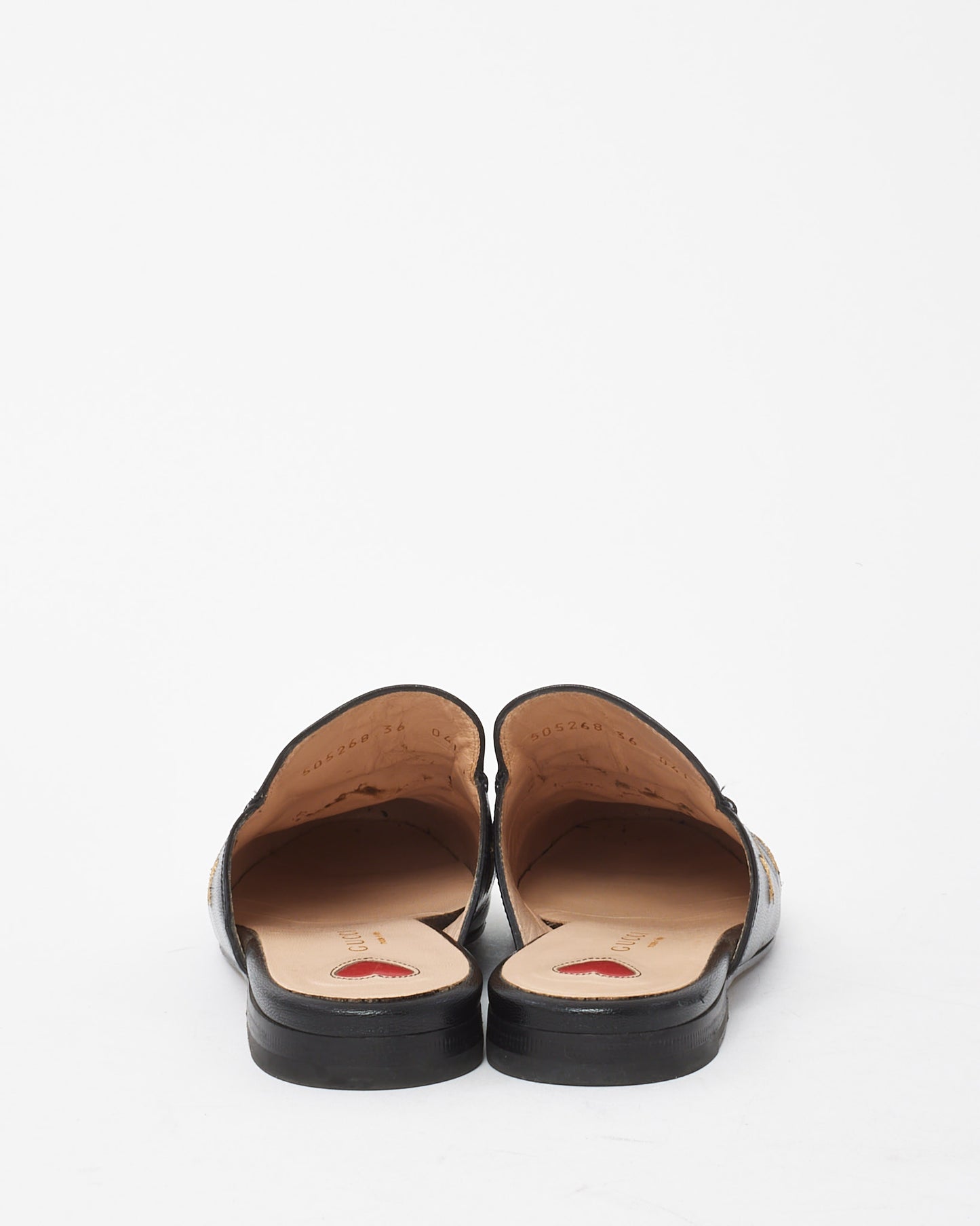 Gucci Black Goatskin Leather Bee and Star Embroidered Princetown Sipper Slides - 36