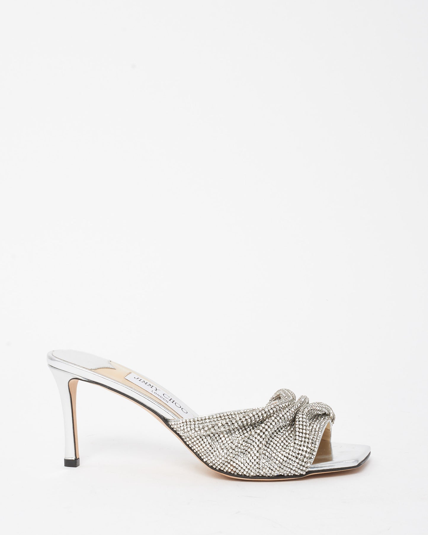 Jimmy Choo Silver Crystal Mesh 75mm Naria Sandals - 38