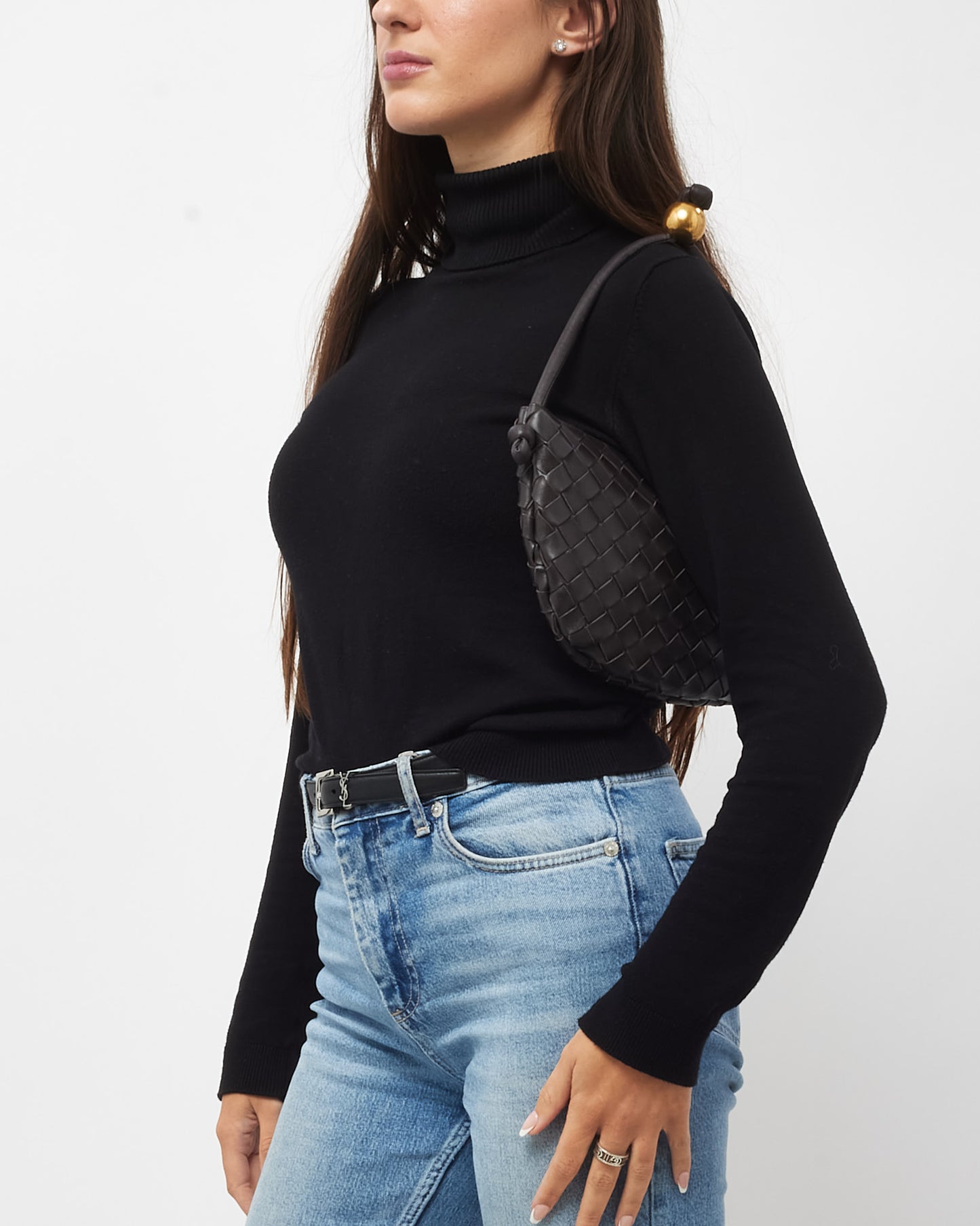 Bottega Veneta Brown (Fondant) Intrecciato Leather Small Turn Pouch Bag